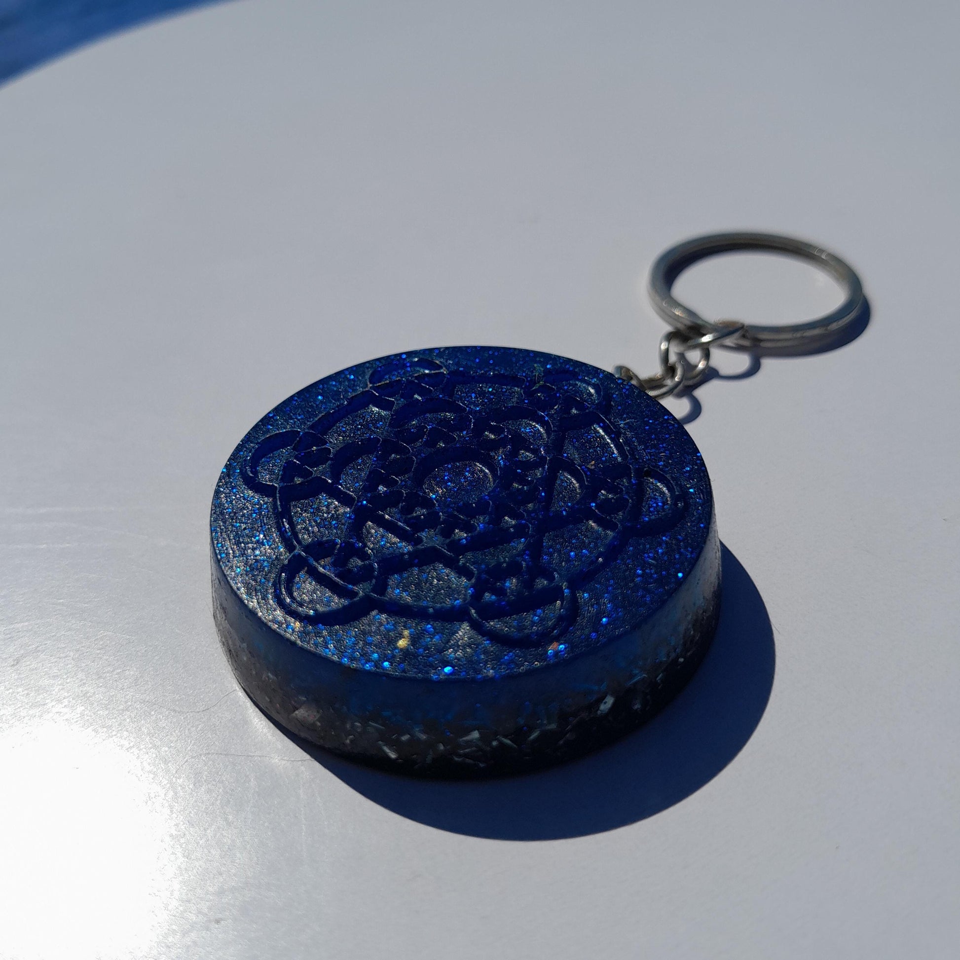 Llavero Orgonita Cubo de Metatron Azul- Protector 5G- Orgone Keychain