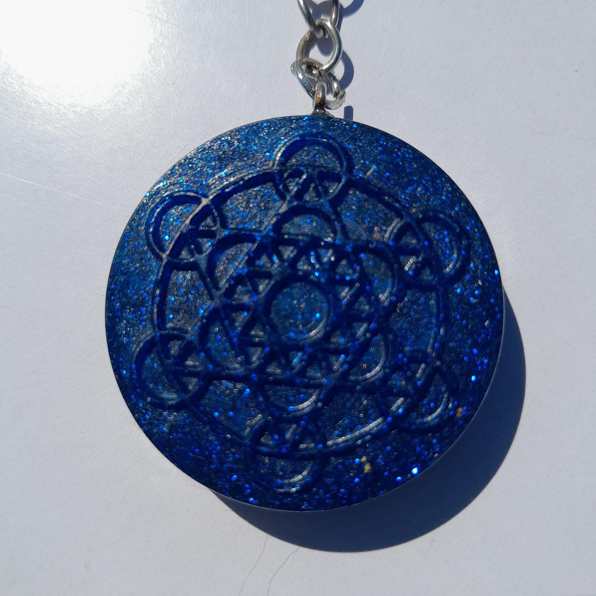 Llavero Orgonita Cubo de Metatron Azul- Protector 5G- Orgone Keychain