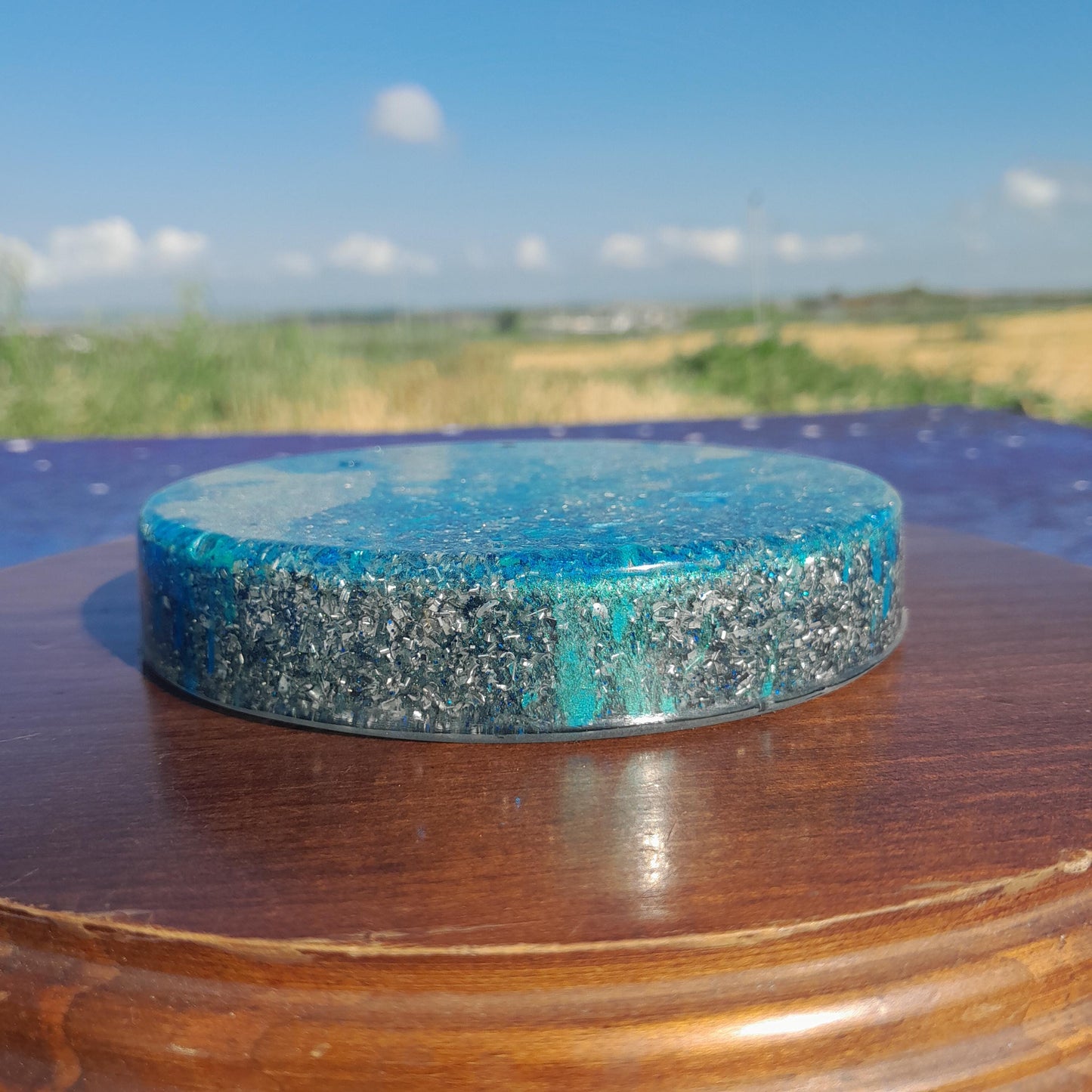 Placa de Carga de Orgón Aguas Azules- Generador Energía para Alimentos y Bebidas- Orgone Generator