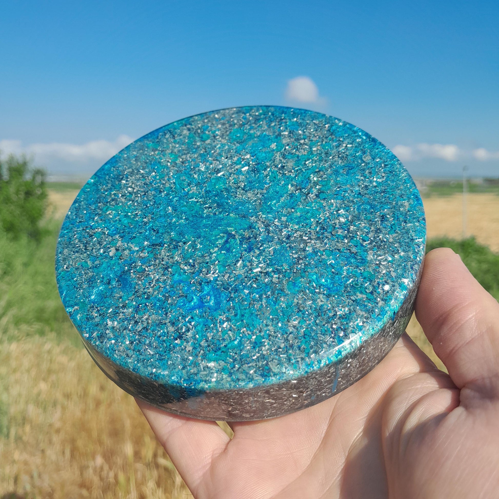 Placa de Carga de Orgón Aguas Azules- Generador Energía para Alimentos y Bebidas- Orgone Generator