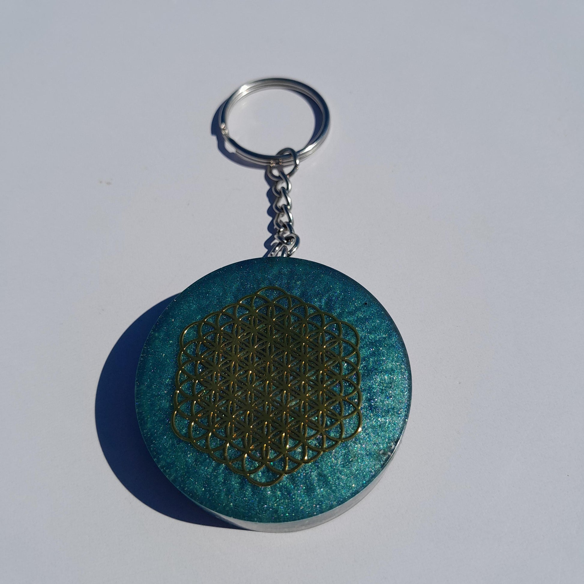 Llavero Orgonita Flor de la Vida con Shunguita- Orgonite Keychain
