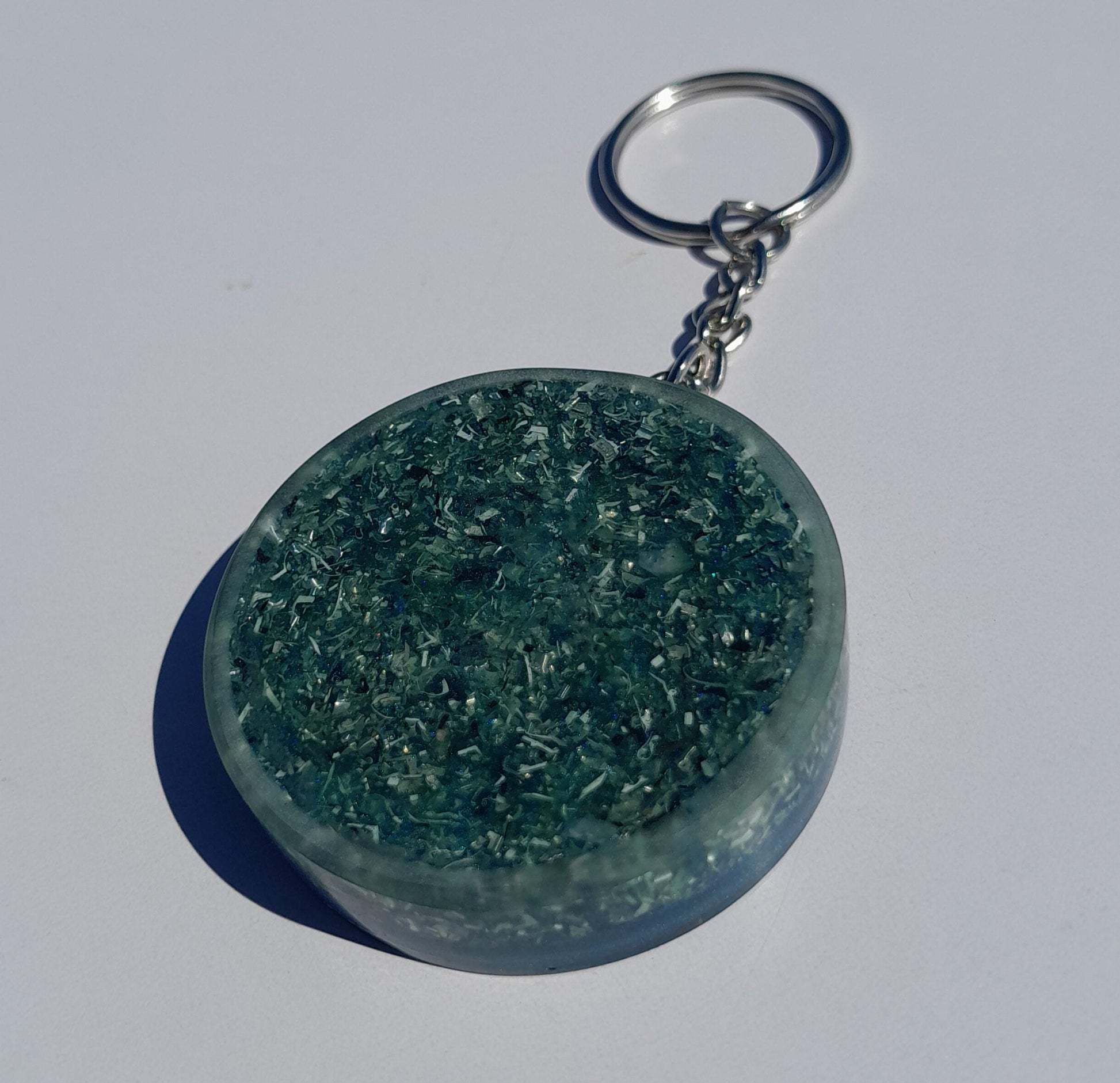 Llavero Orgonita Flor de la Vida con Flor de Loto Azul con Shunguita- Orgonite Keychain