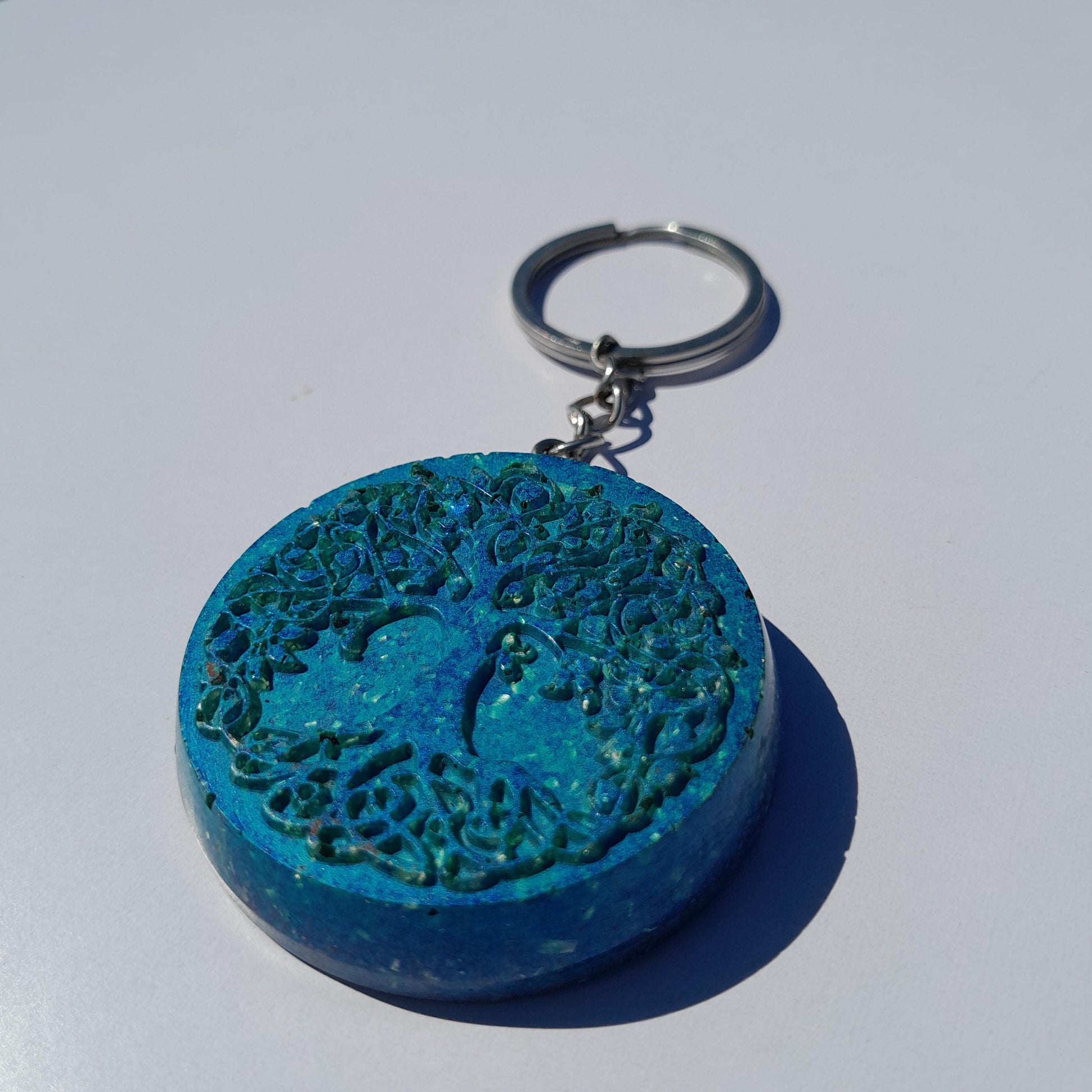 Llavero Orgonita Árbol de la Vida Azul- Protector 5G- Orgone Keychain