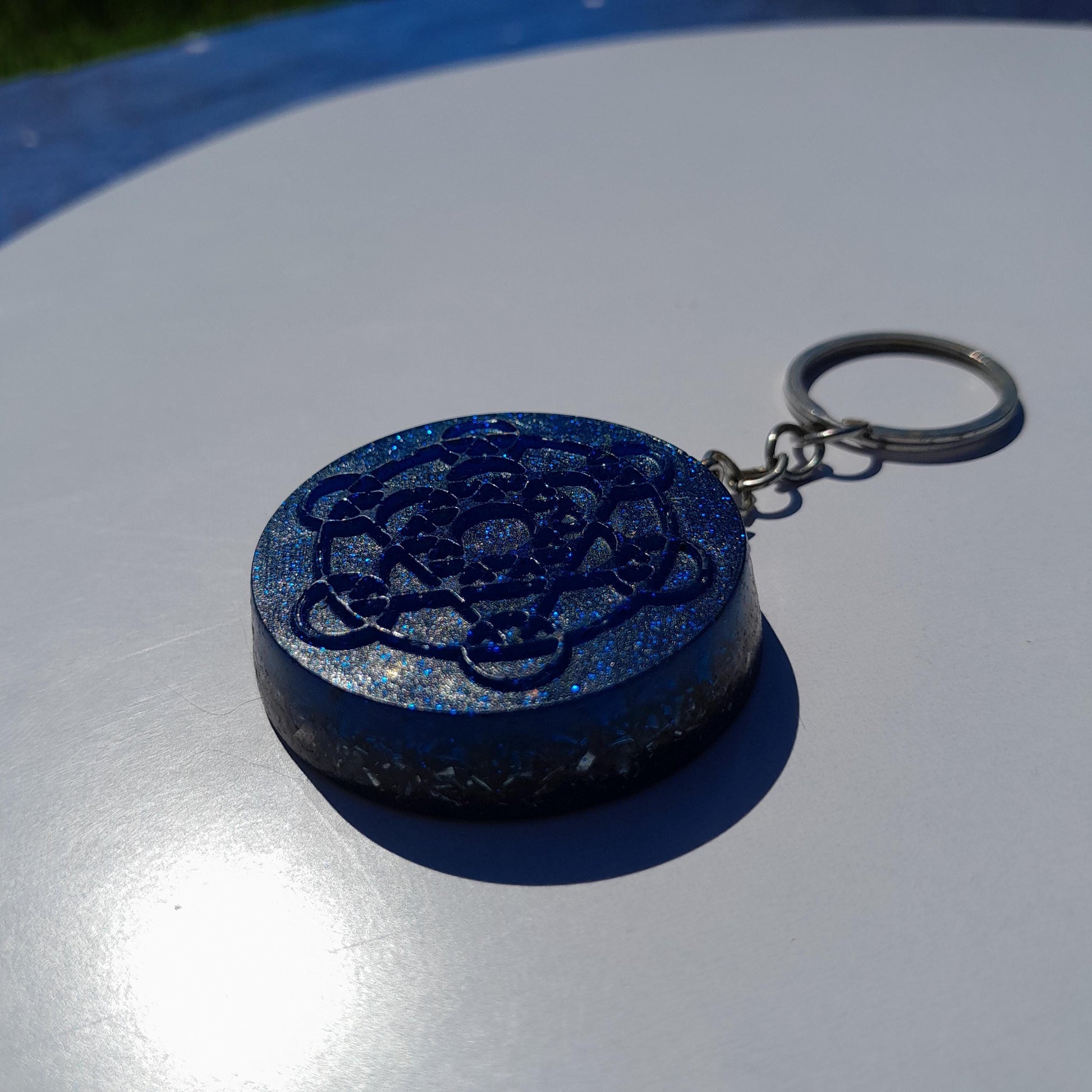 Llavero Orgonita Cubo de Metatron Azul- Protector 5G- Orgone Keychain