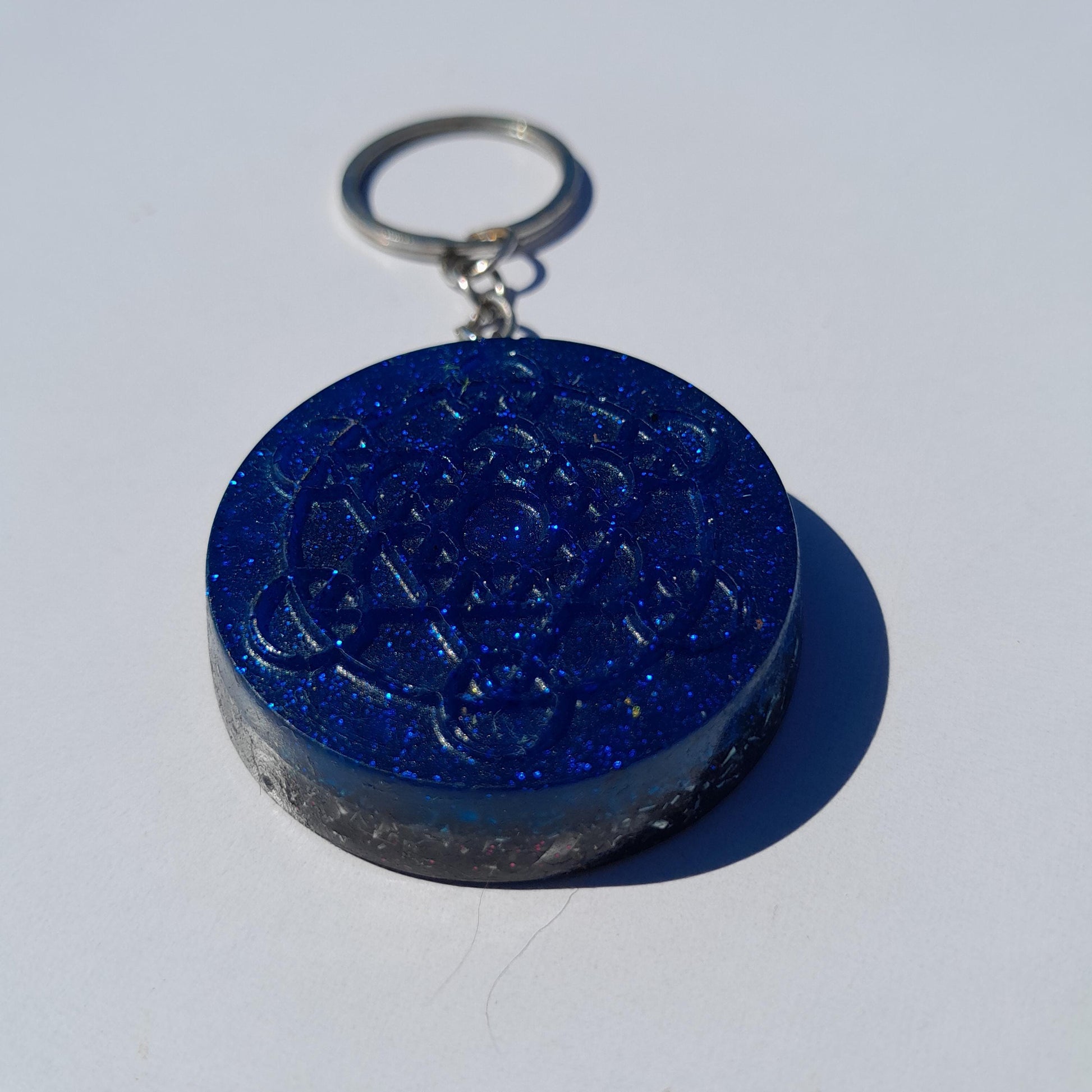 Llavero Orgonita Cubo de Metatron Azul- Protector 5G- Orgone Keychain