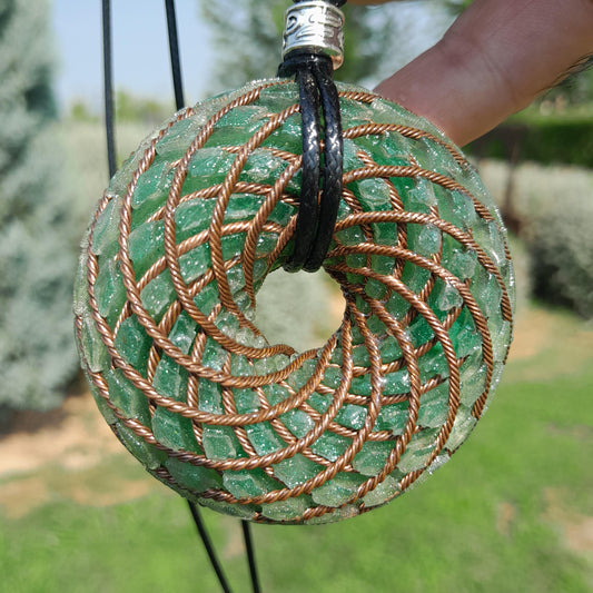 Bobina Rodin Chips de Aventurina Verde- Generador de Ondas de Vórtice- Energía Toroidal | Protección EMF | Joyería Energética Hecha a Mano