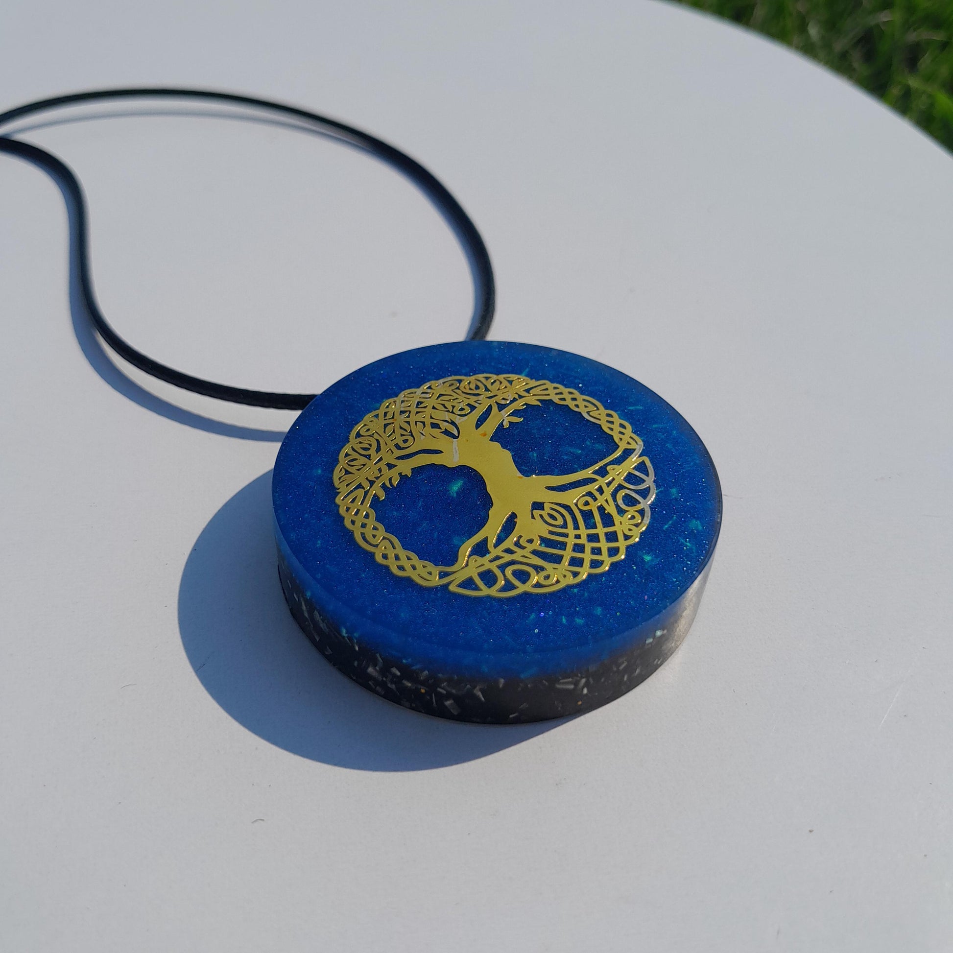 Colgante Orgonita Árbol de la Vida Azul con Shungita | Protección 5G, EMF, Energía Orgone, Hecho a Mano