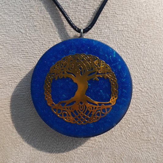 Colgante Orgonita Árbol de la Vida Azul con Shungita | Protección 5G, EMF, Energía Orgone, Hecho a Mano