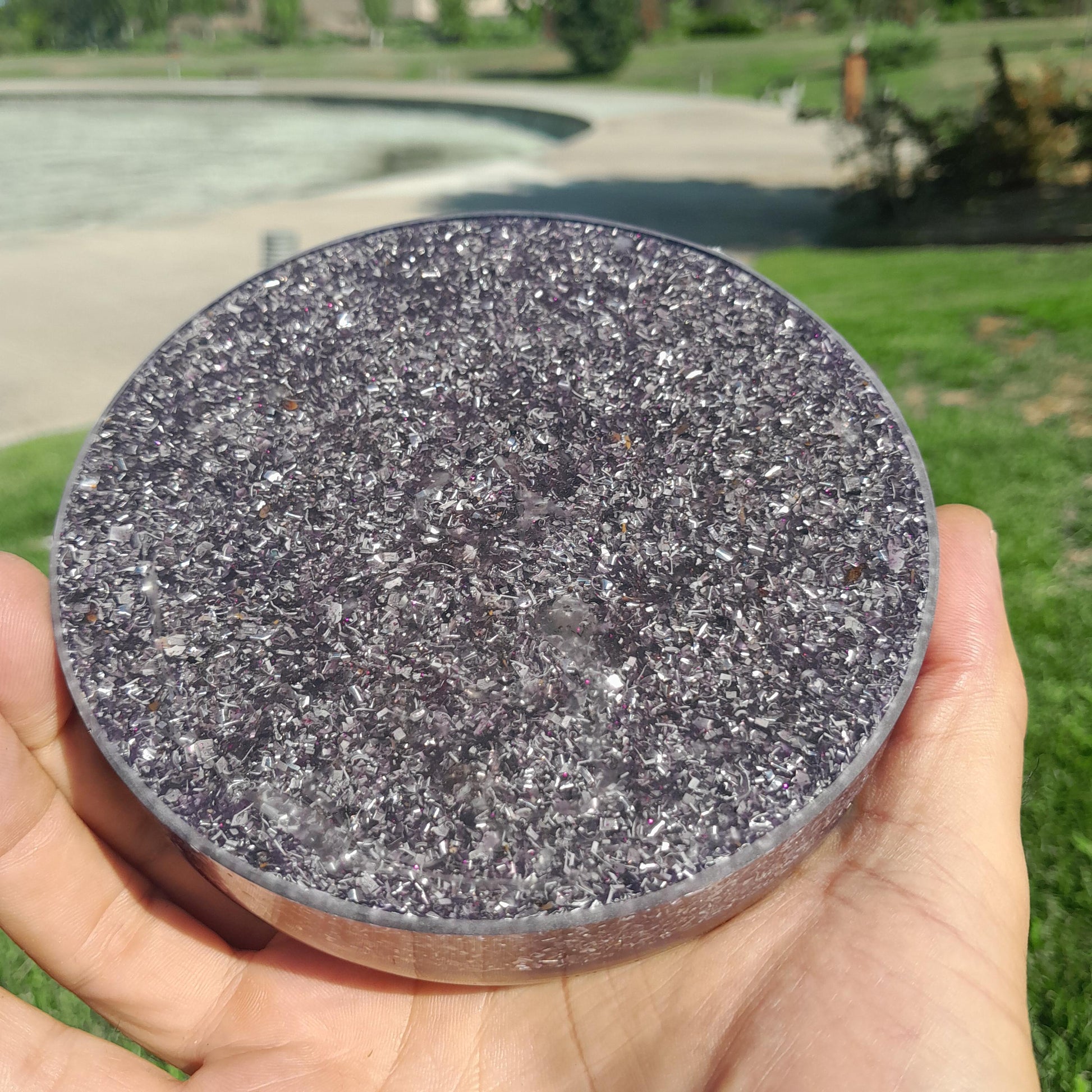 Placa de Carga de Orgón Flor de la Vida Violeta- Generador Energía para Alimentos y Bebidas- Orgone Generator