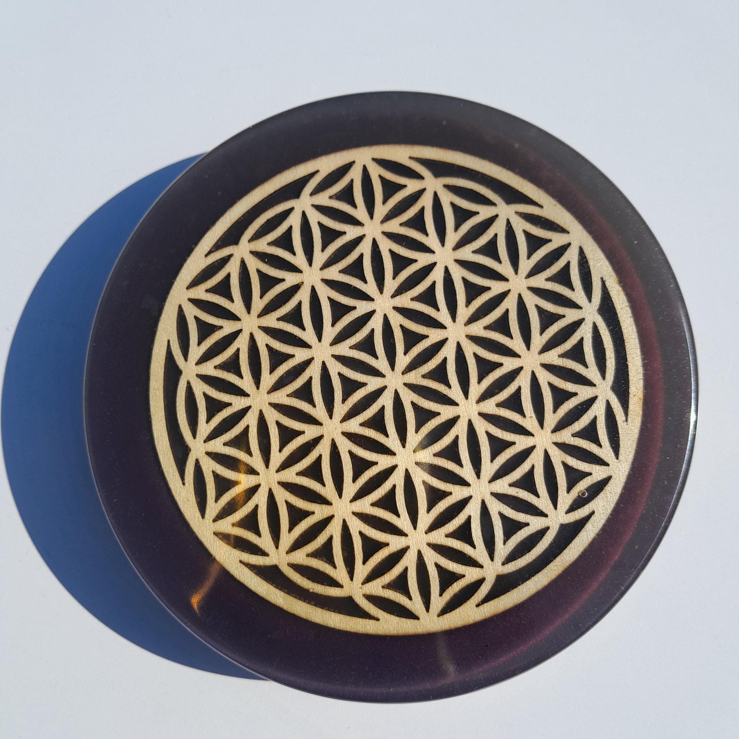 Placa de Carga de Orgón Flor de la Vida Violeta- Generador Energía para Alimentos y Bebidas- Orgone Generator