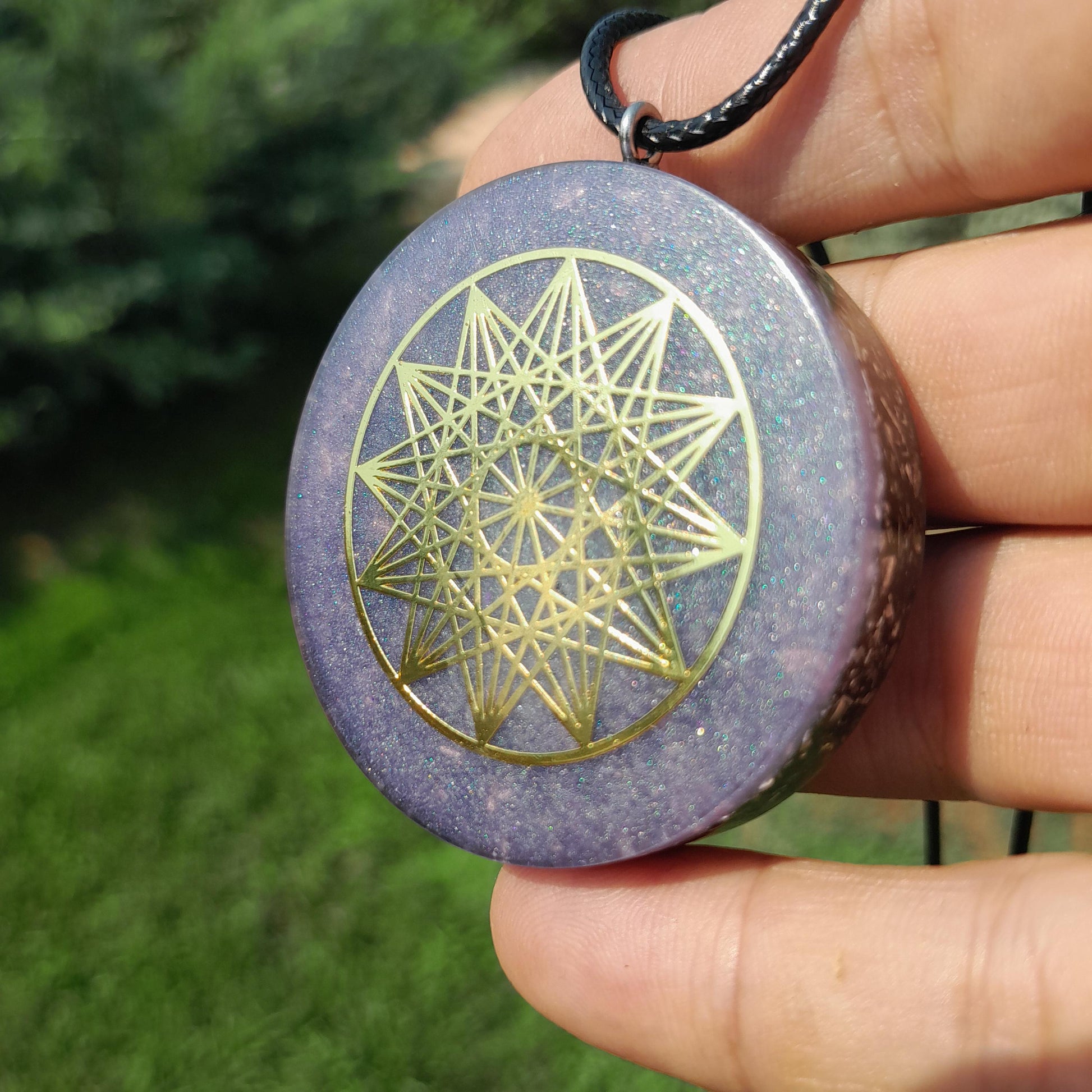 Colgante Orgonita Estrella de 12 Puntas con Shungita Azul | Protección 5G, EMF, Energía Orgone, Hecho a Mano