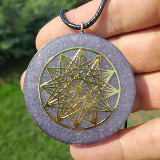 Colgante Orgonita Estrella de 12 Puntas con Shungita Azul | Protección 5G, EMF, Energía Orgone, Hecho a Mano