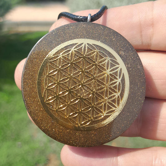 Colgante Orgonita Flor de la Vida con Shungita| Protección 5G, EMF, Energía Orgone, Hecho a Mano