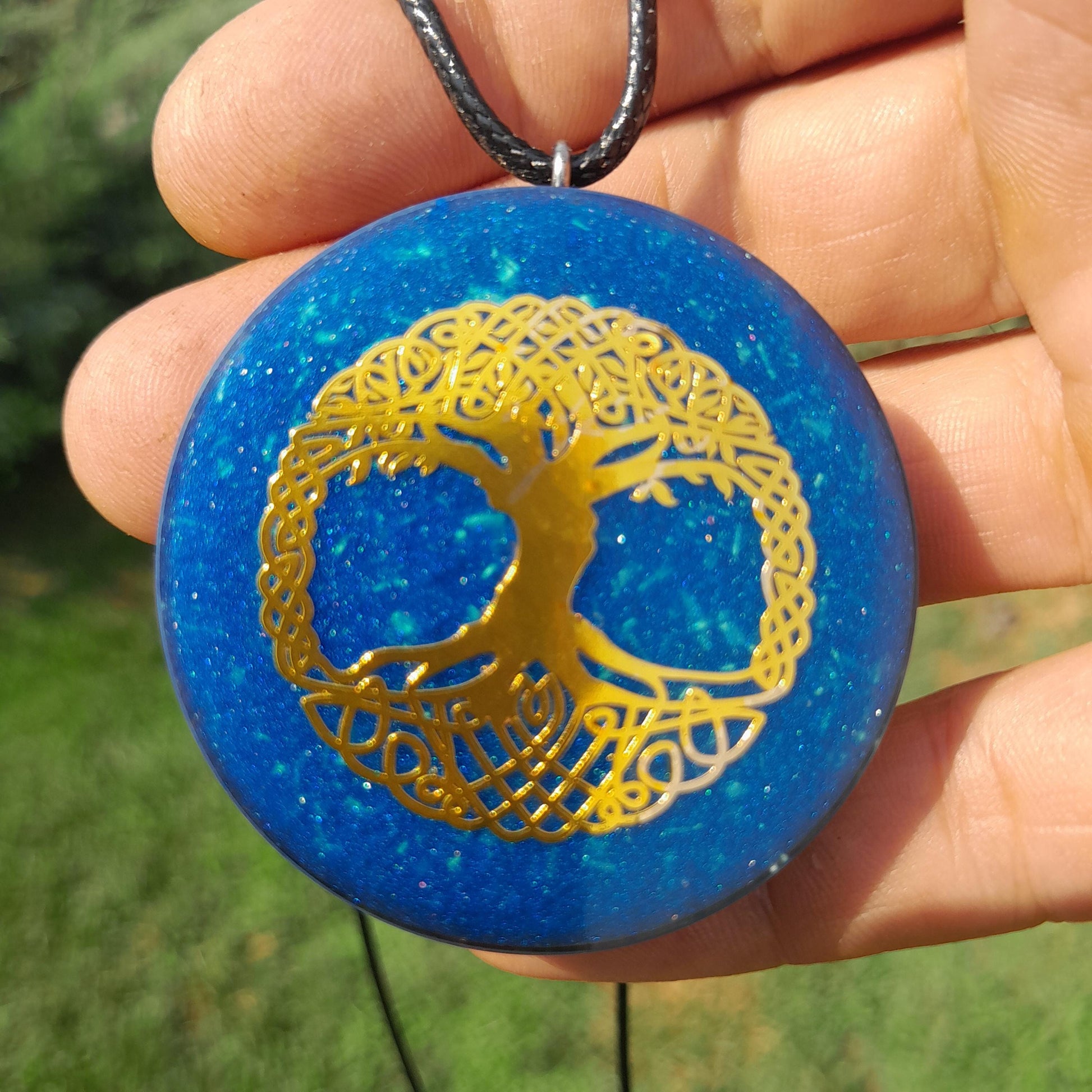 Colgante Orgonita Árbol de la Vida Azul con Shungita | Protección 5G, EMF, Energía Orgone, Hecho a Mano