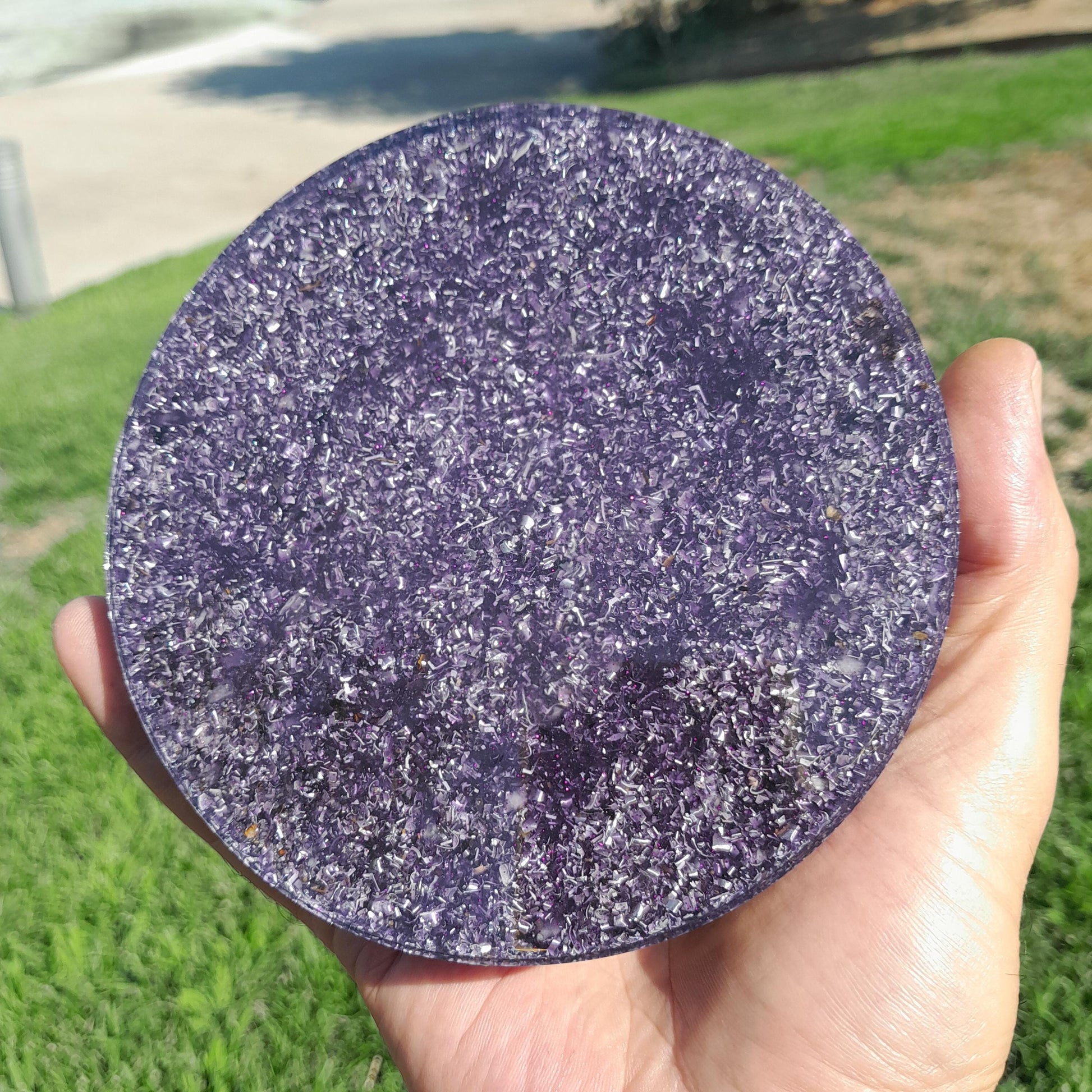Placa de Carga de Orgón Flor de la Vida Violeta- Generador Energía para Alimentos y Bebidas- Orgone Generator