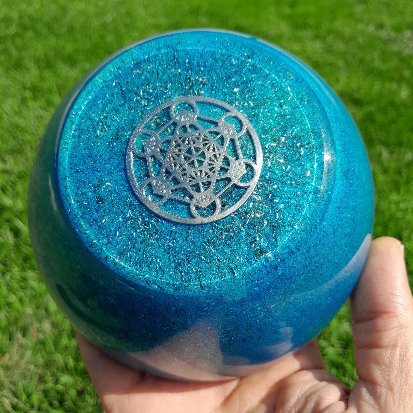 Orgonita Semiesfera Metatron Azul - Protector 5G EMF y Transmutador de Energía
