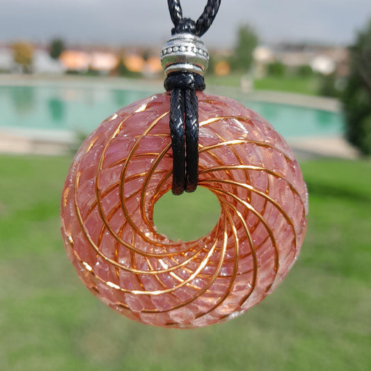 Bobina Torus Rodin con Cuarzo Rosa- 50mm- Generador de Ondas de Vórtice