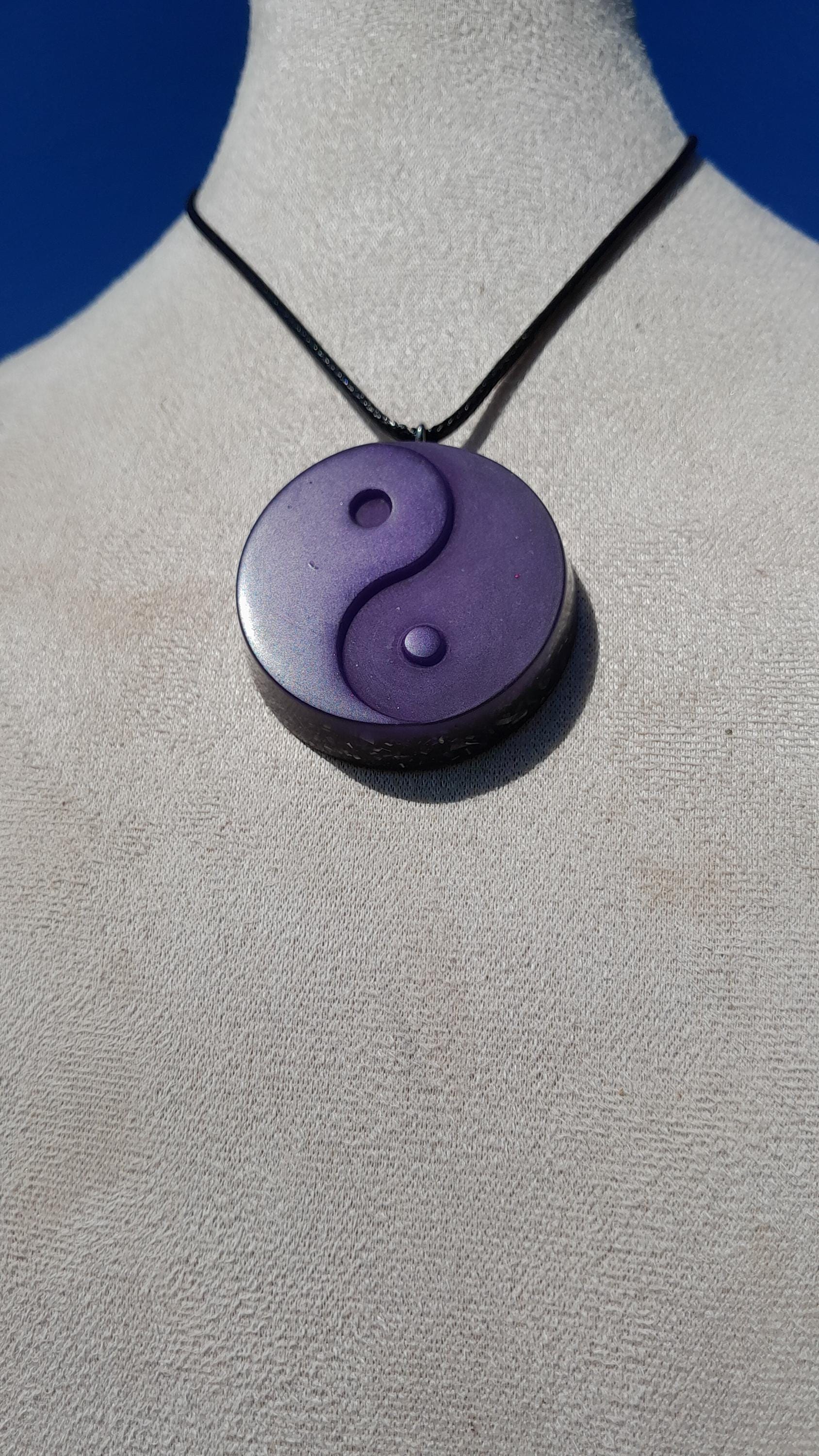 Colgante Orgonita Yin Yang Violeta| Protección 5G, EMF, Energía Orgone, Hecho a Mano