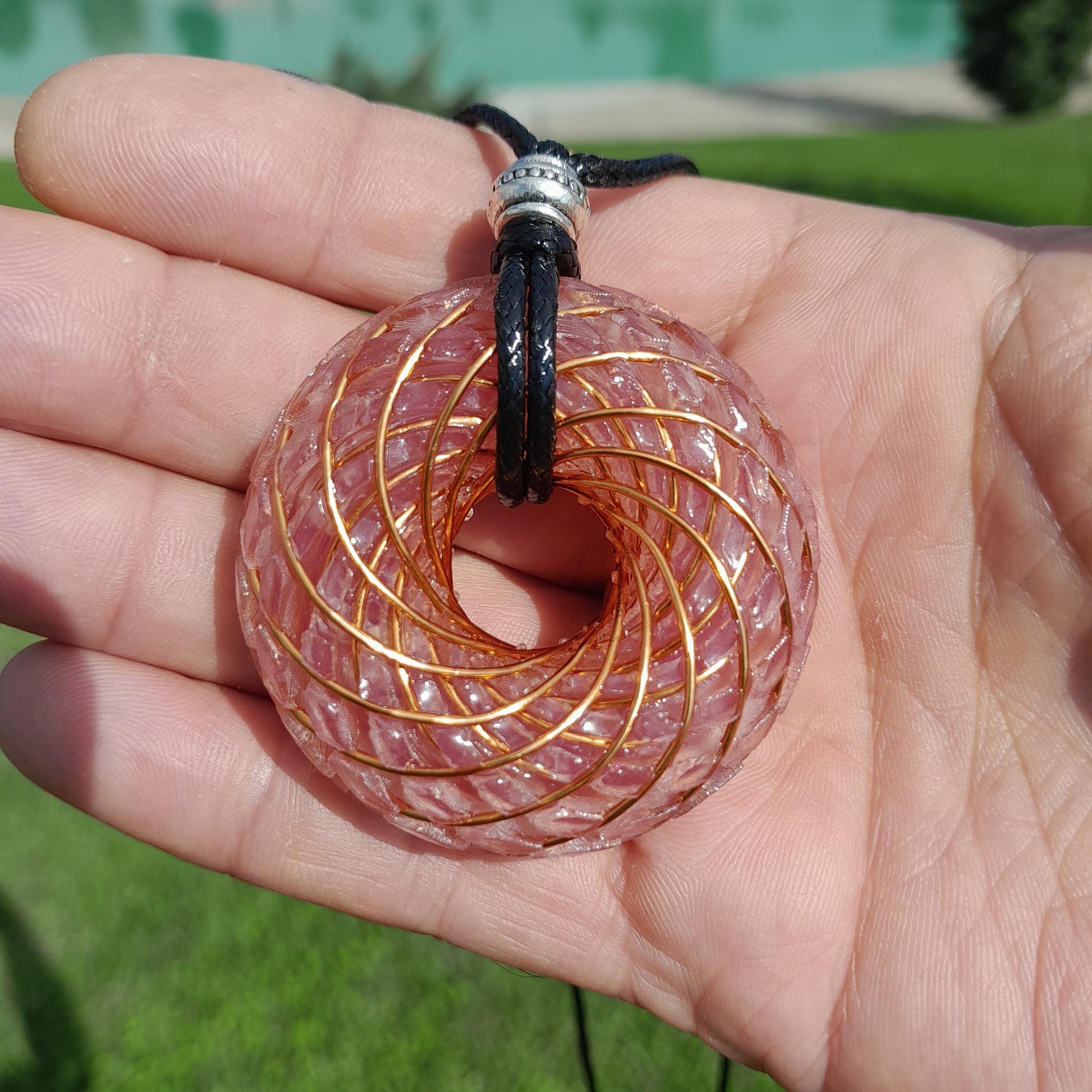 Bobina Torus Rodin con Cuarzo Rosa- 50mm- Generador de Ondas de Vórtice