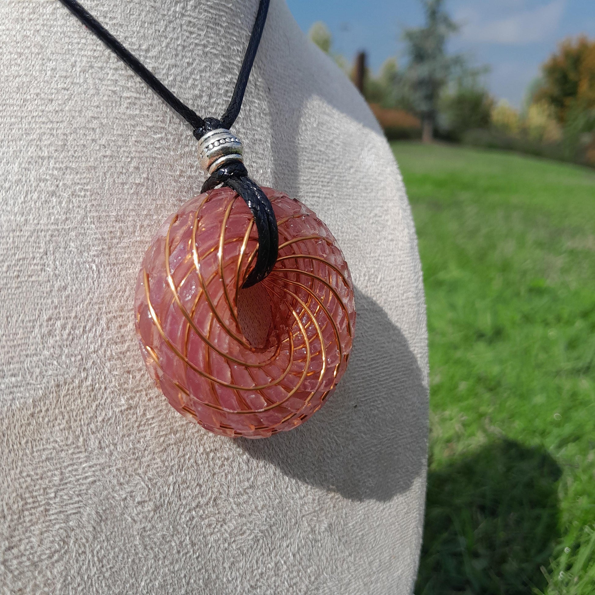 Bobina Torus Rodin con Cuarzo Rosa- 50mm- Generador de Ondas de Vórtice