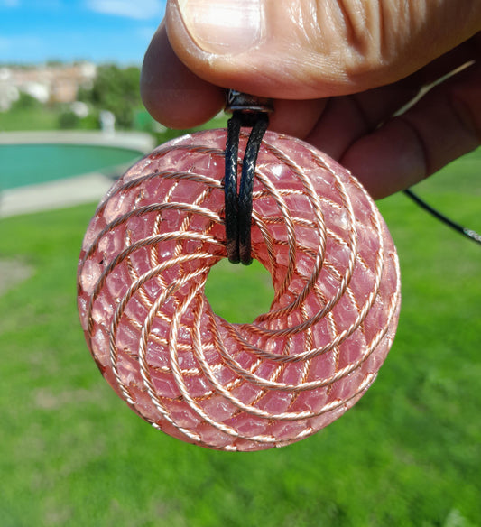 Bobina Torus de Rodin con Cuarzo Rosa- 62mm- Generador de Ondas de Vórtice