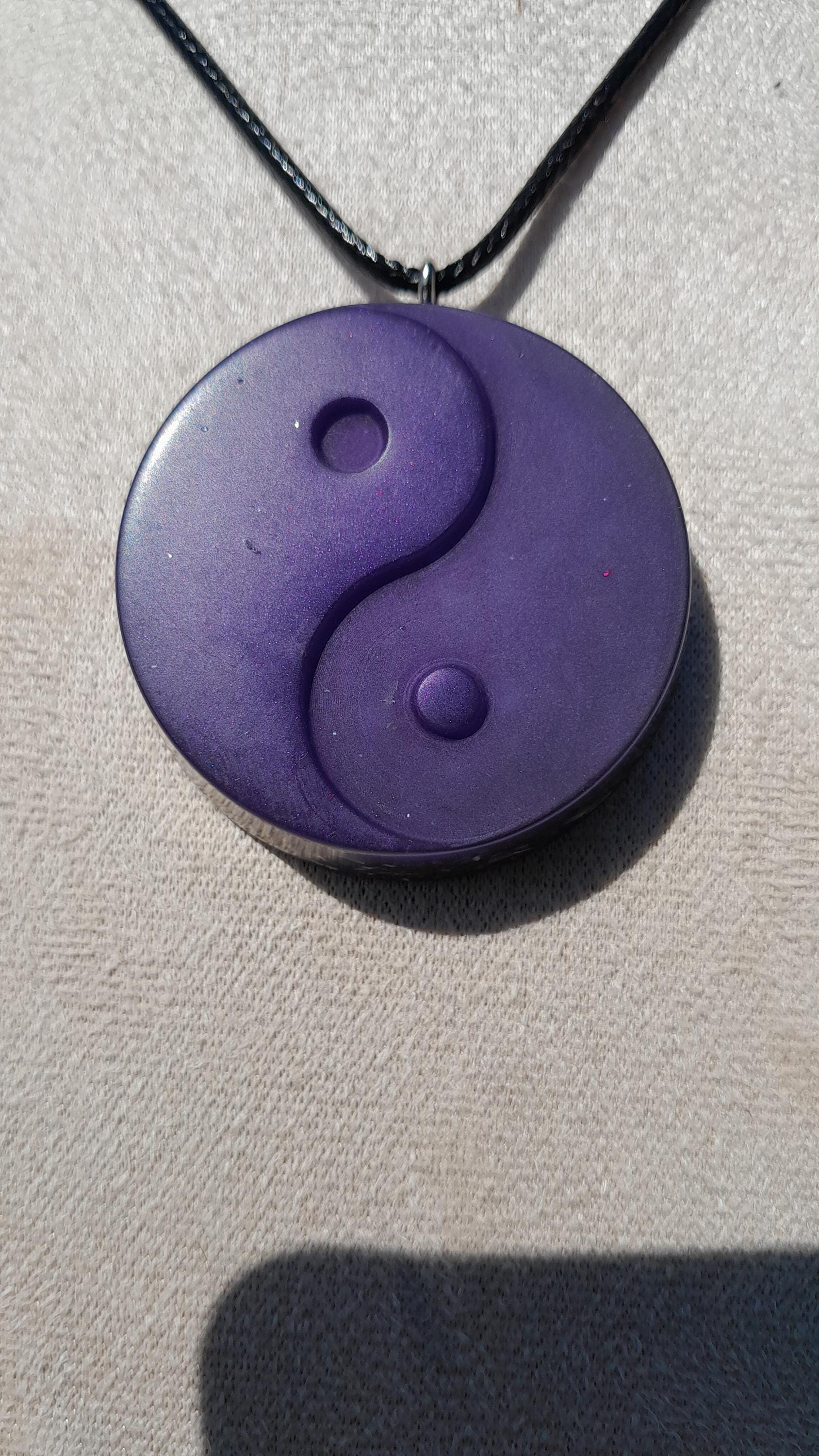 Colgante Orgonita Yin Yang Violeta| Protección 5G, EMF, Energía Orgone, Hecho a Mano