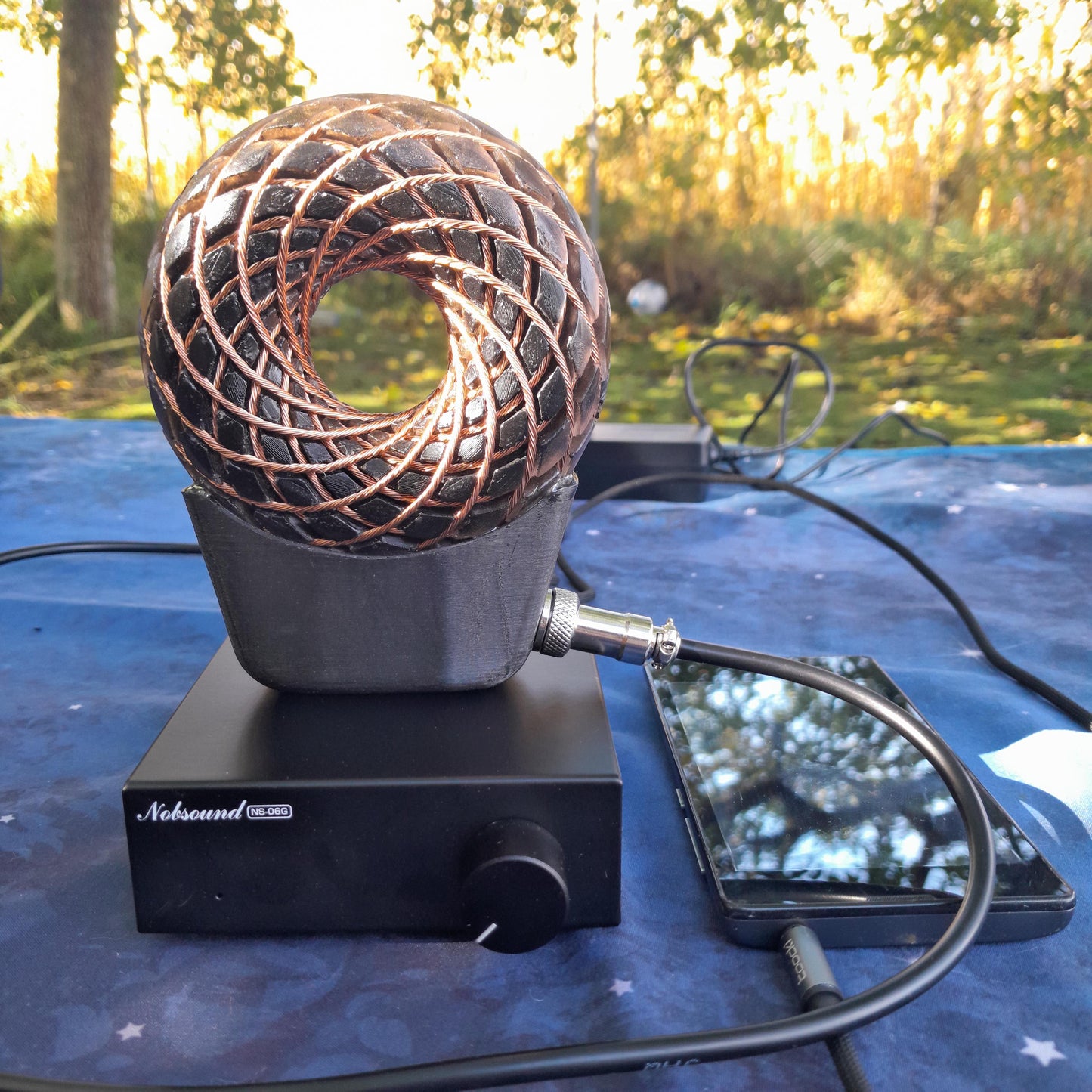 Bobina Torus Rodin 100mm | Dispositivo PEMF Portátil de Ondas Escalares con Shungita, Maleta y Amplificador 60W