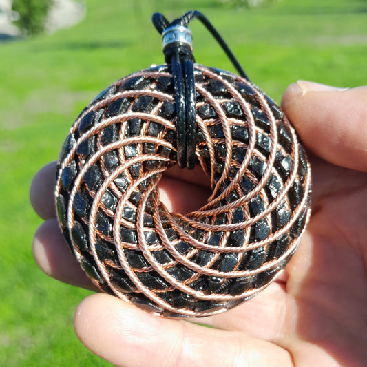 Bobina Torus de Rodin con Shungita- 62mm- Generador de Ondas de Vórtice