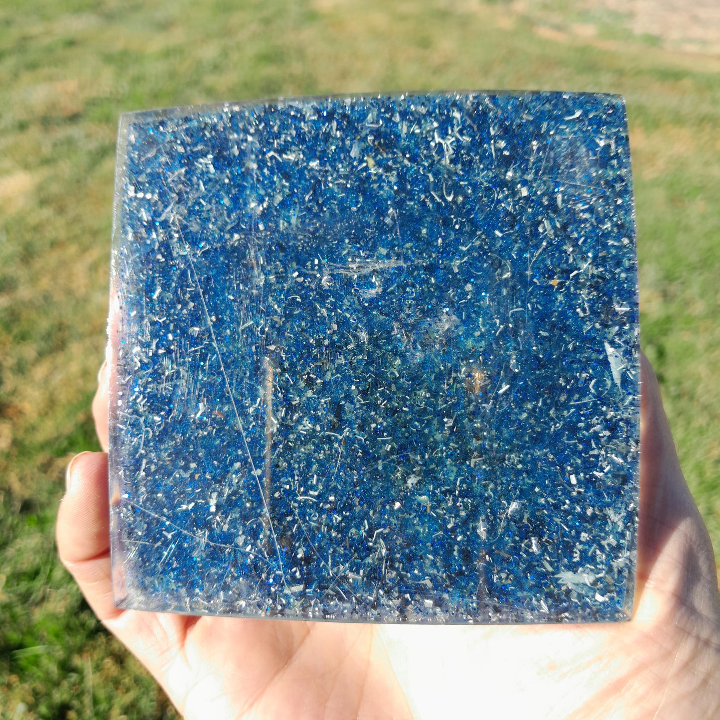 Pirámide Orgonita Buda Azul- 90mm de Base- Dispositivo Energético Hecho a Mano