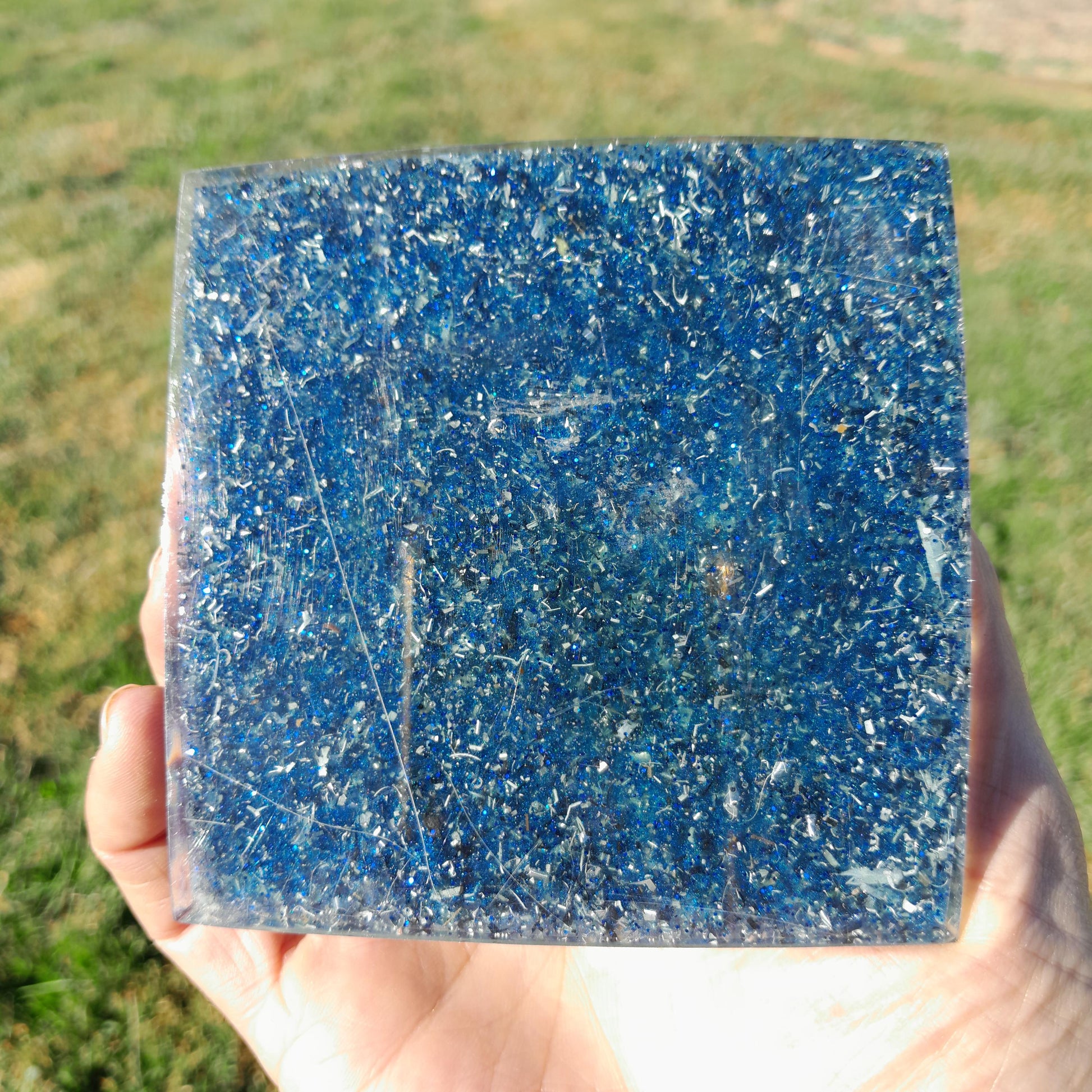 Pirámide Orgonita Buda Azul- 90mm de Base- Dispositivo Energético Hecho a Mano