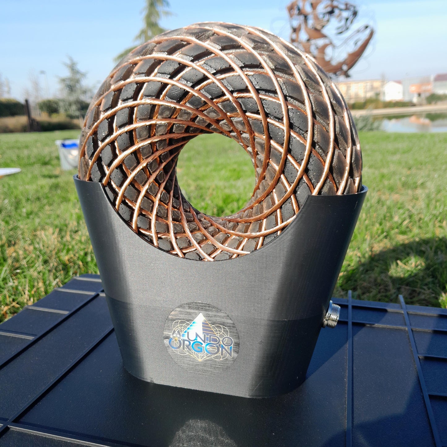 Bobina Torus Rodin 185mm con Shungita | Dispositivo PEMF de Ondas de Vórtice, Maleta Rígida y Amplificador 100W