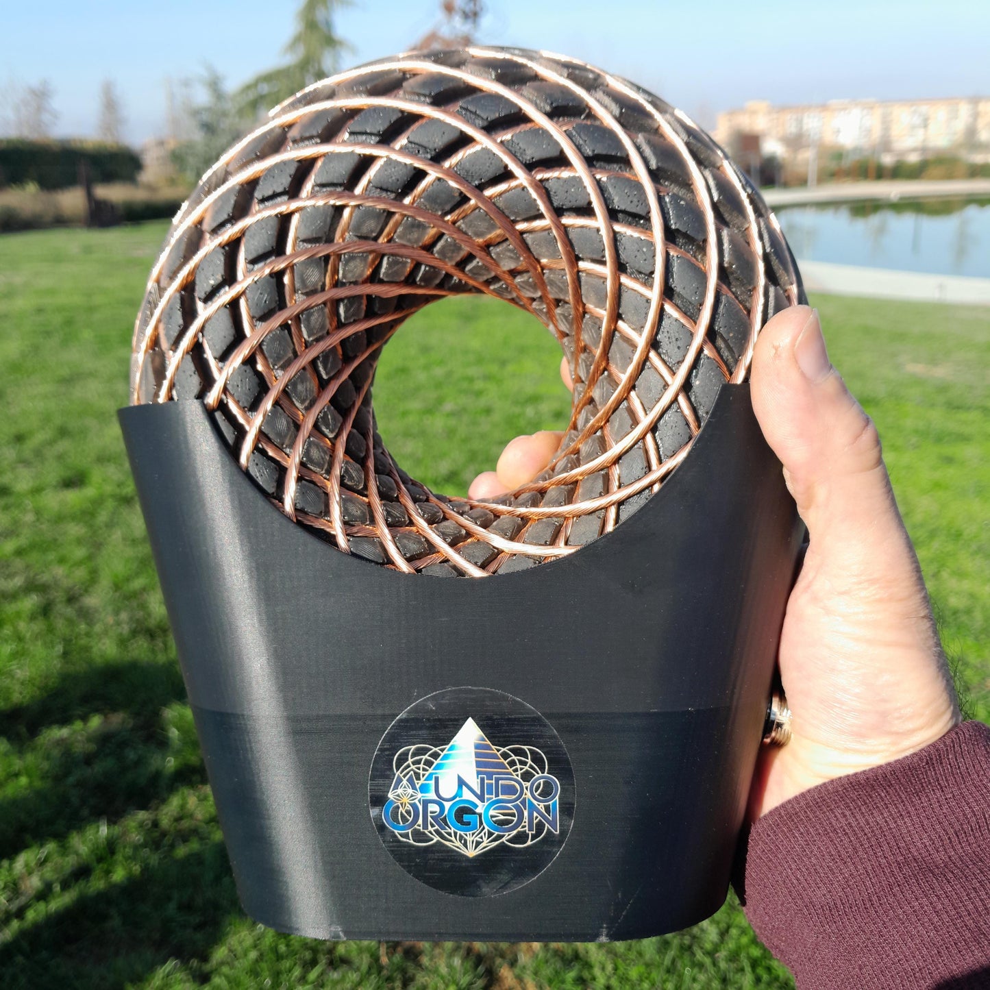 Bobina Torus Rodin 185mm con Shungita | Dispositivo PEMF de Ondas de Vórtice, Maleta Rígida y Amplificador 100W