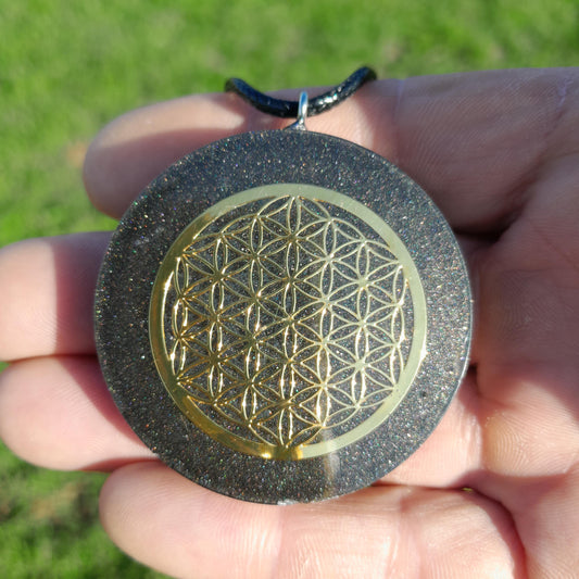 Colgante Orgonita Flor de la Vida Marrón con Shungita- Protección 5G, EMF, Energía Orgone, Hecho a Mano