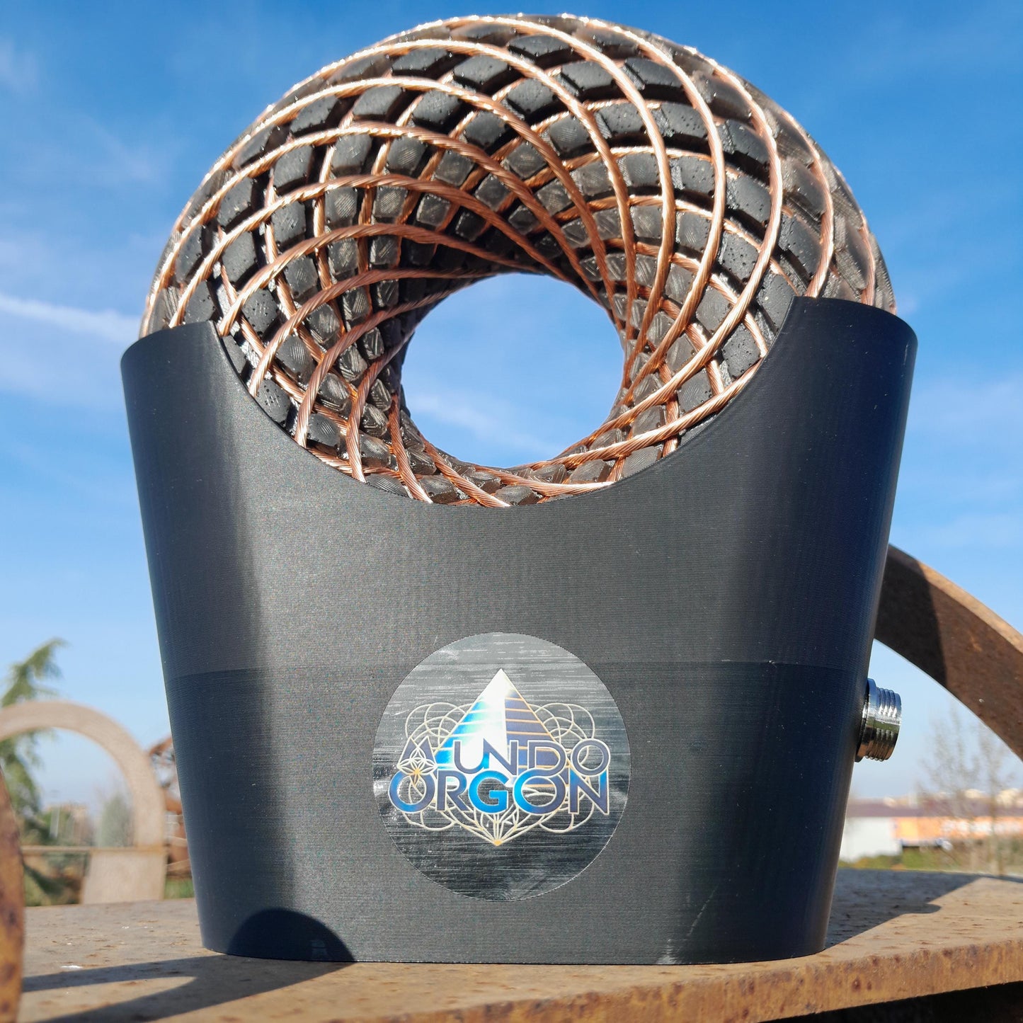 Bobina Torus Rodin 185mm con Shungita | Dispositivo PEMF de Ondas de Vórtice, Maleta Rígida y Amplificador 100W