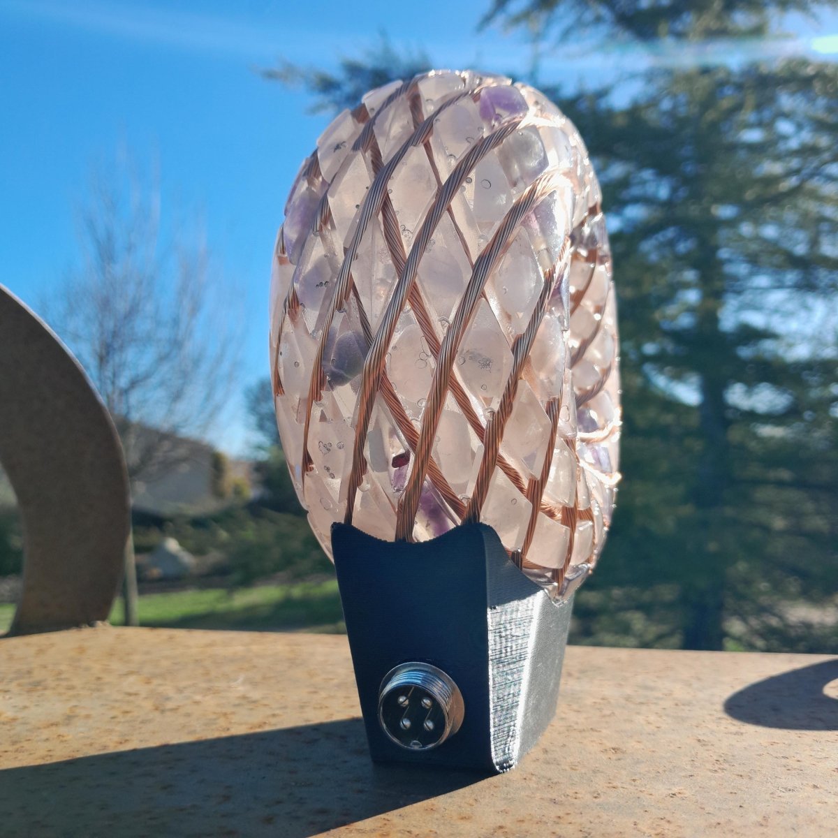 Kit Profesional Bobina Rodin 140 mm con Chips de Amatista y Cuarzo Rosa - Dispositivo PEMF de Ondas de Vórtice - Mundo Orgon LTD