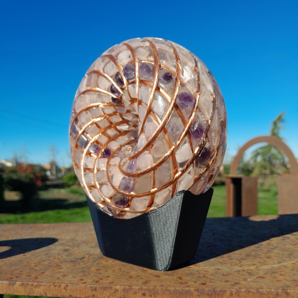 Kit Profesional Bobina Rodin 140 mm con Chips de Amatista y Cuarzo Rosa - Dispositivo PEMF de Ondas de Vórtice - Mundo Orgon LTD