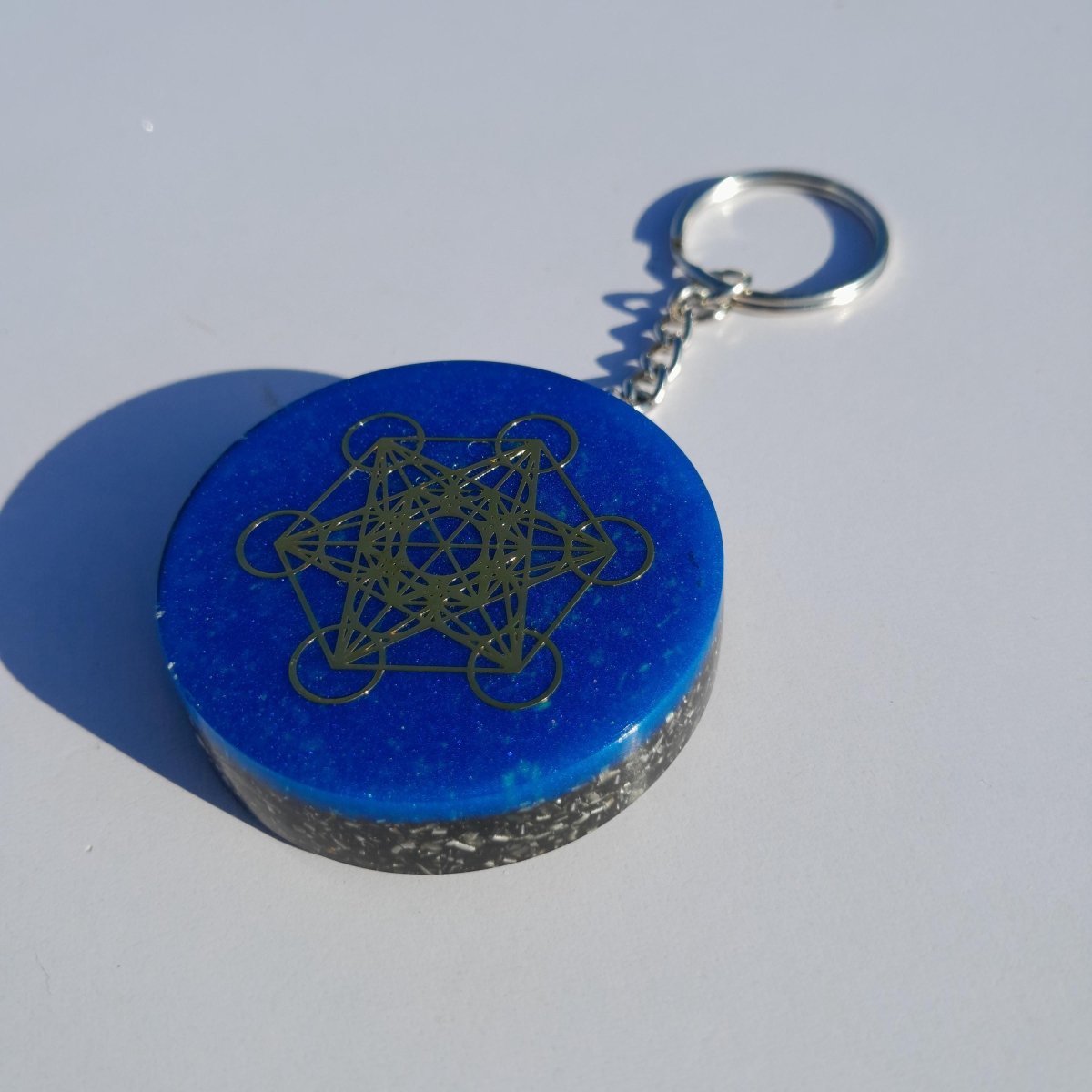 Llavero Orgonita Árcangel Metatron Azul Cielo con Shunguita - Mundo Orgon