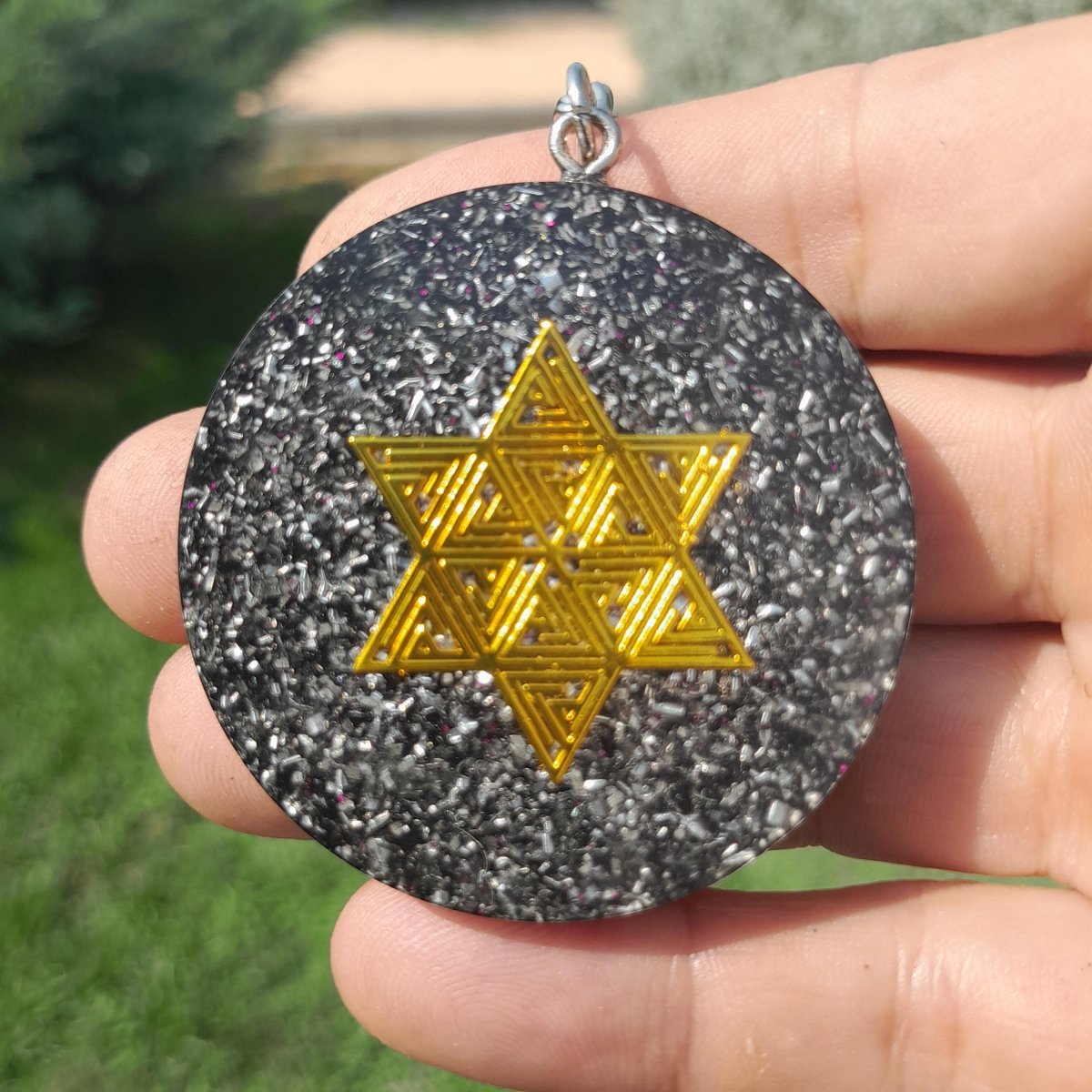 Llavero Orgonita Estrella de 6 Puntas con Shungita - Mundo Orgon