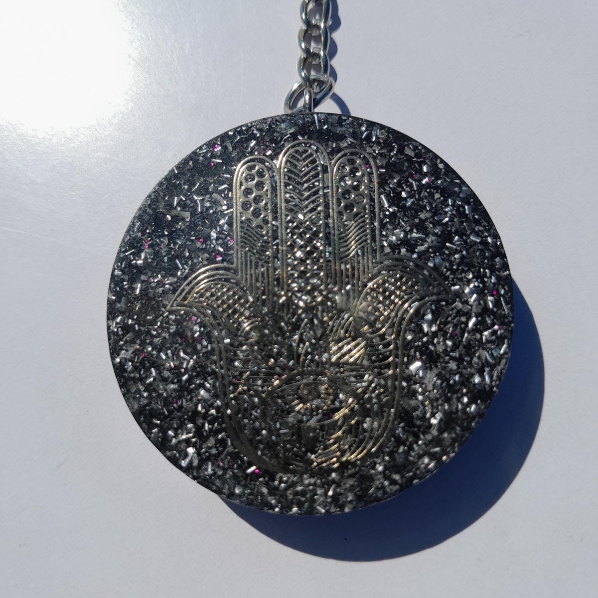 Llavero Orgonita mano de Fátima con Shunguita - Mundo Orgon