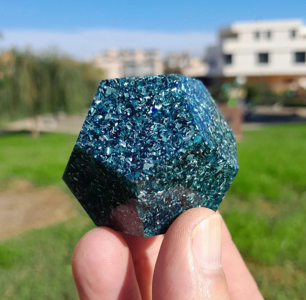 Mini Dodecaedro Orgonita Azul - Mundo Orgon