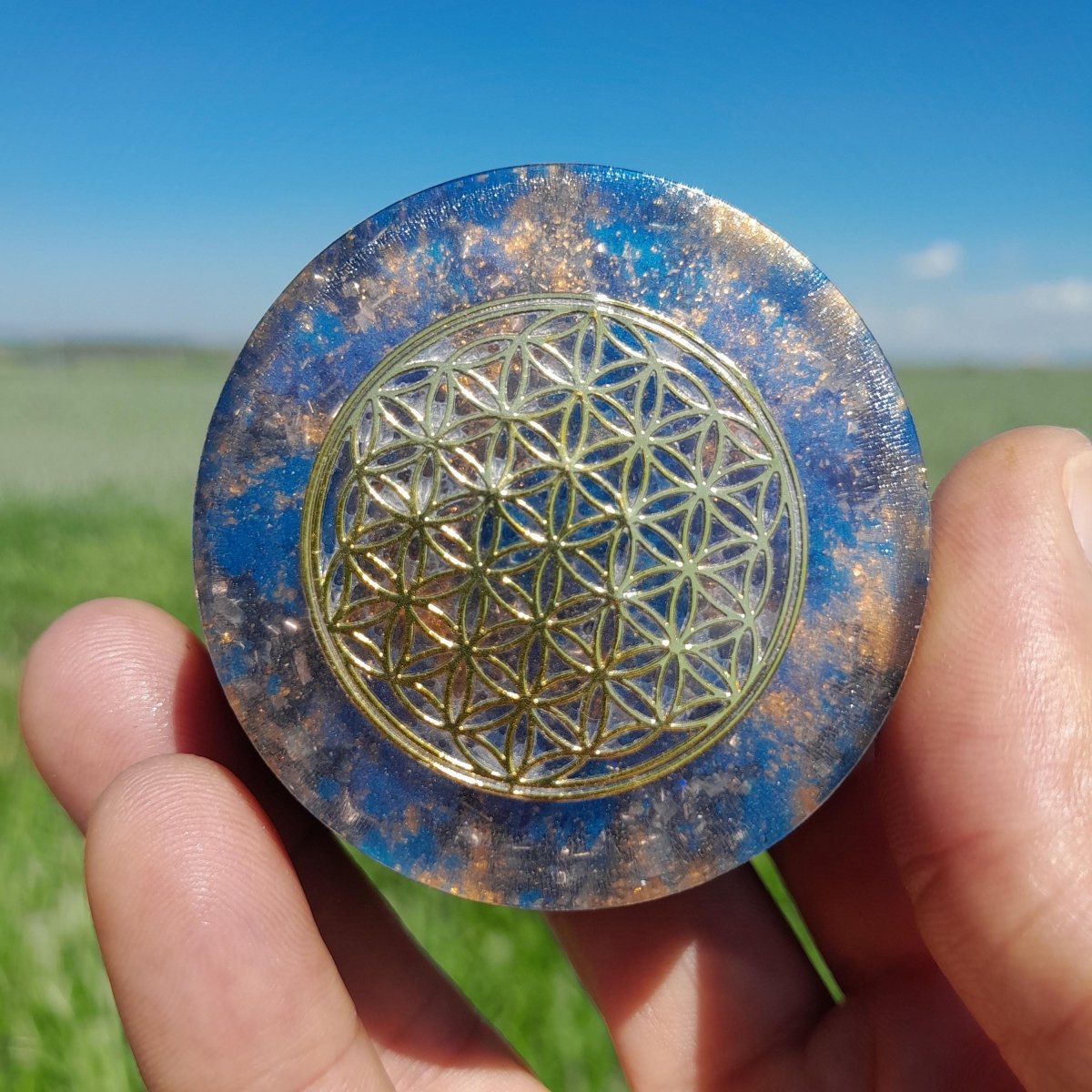 Orgonita Azul Flor de la Vida - Edición Especial - Mundo Orgon