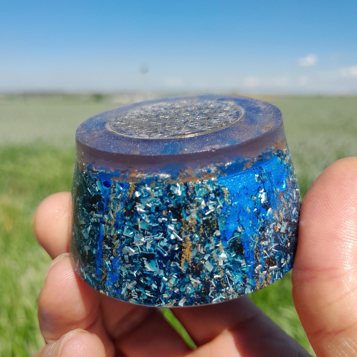 Orgonita Azul Flor de la Vida - Edición Especial - Mundo Orgon