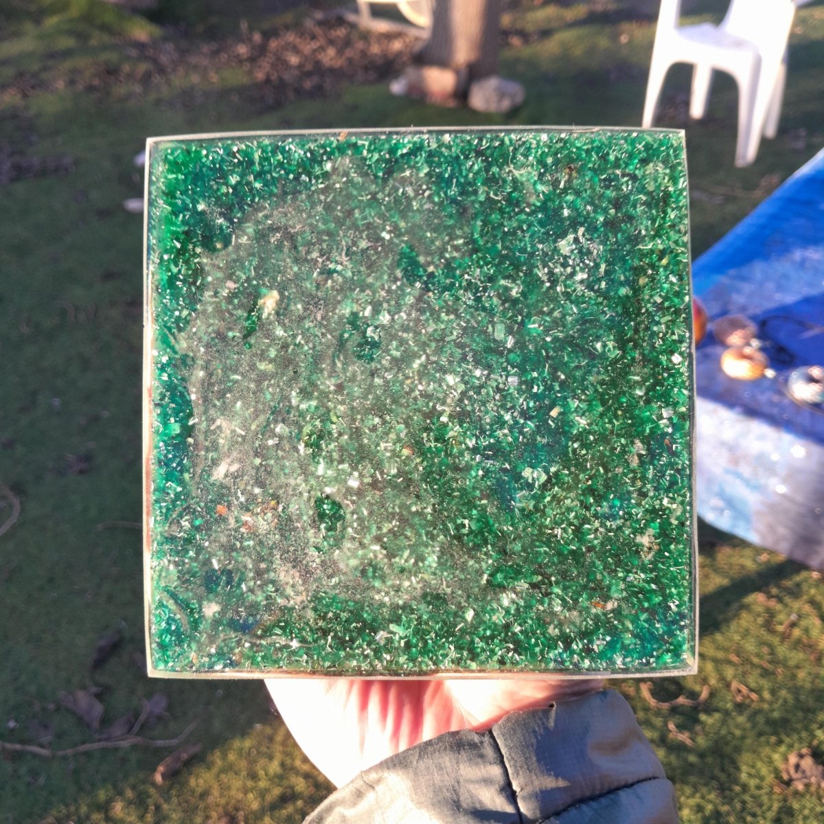 Pirámide Orgonita Flor de la Vida Verde 140 mm - Mundo Orgon