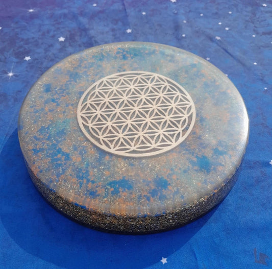 Plato de Carga de Orgón Flor de la vida - 190mm - Generador de Energía para Alimentos y Bebidas - Mundo Orgon