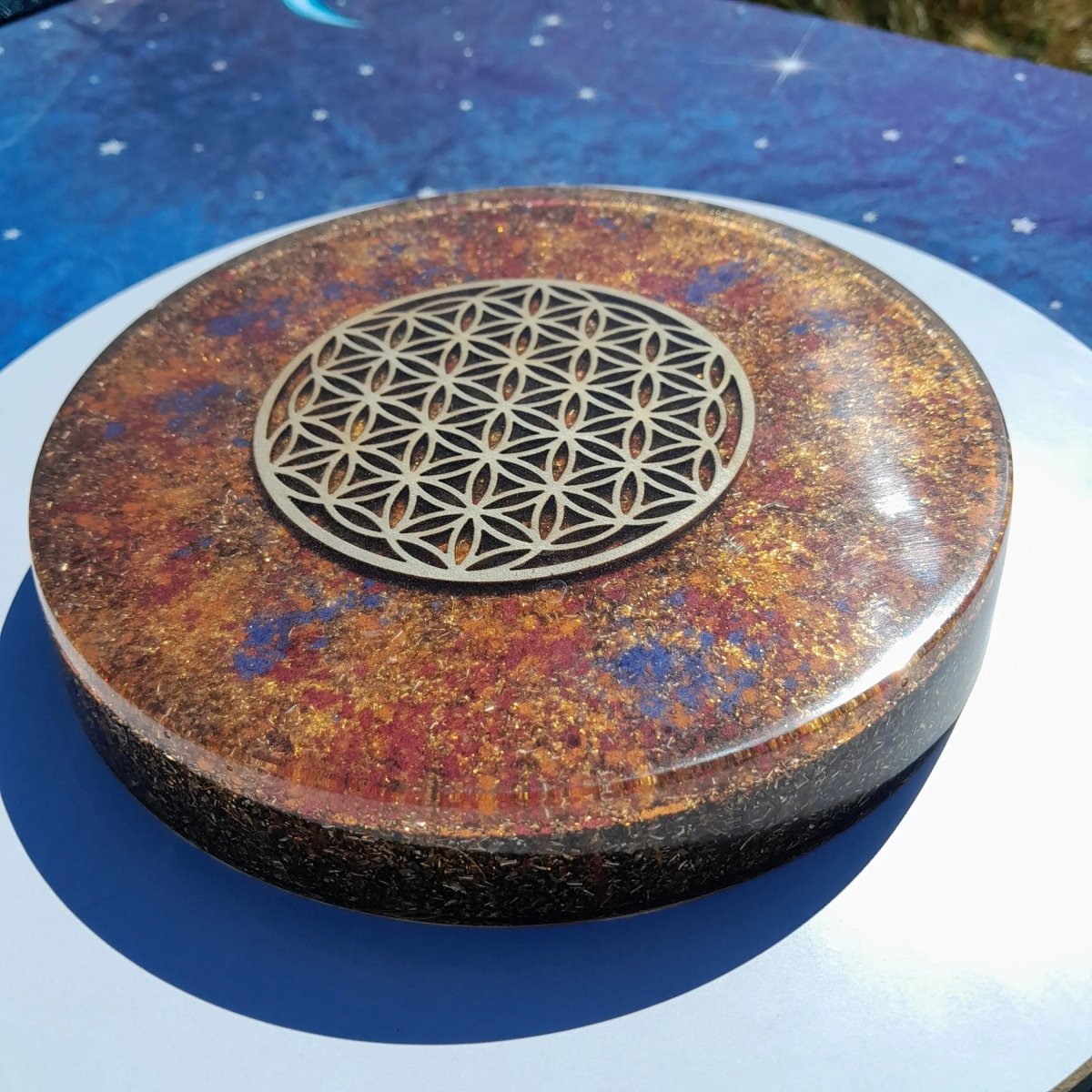 Plato de Carga de Orgón Flor de la vida - Generador Energético - Mundo Orgon