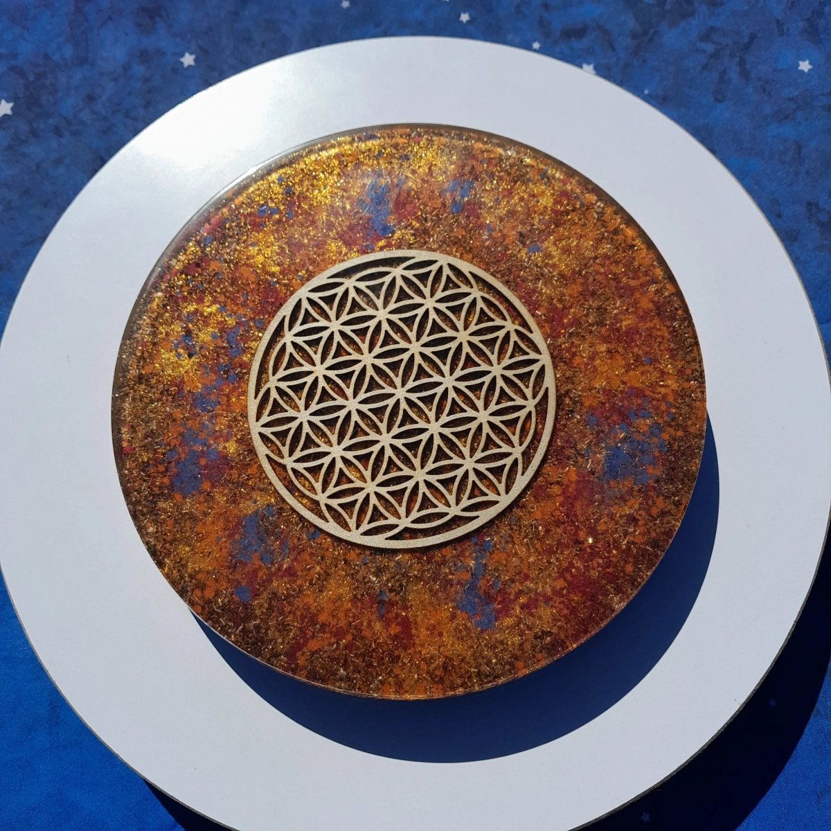 Plato de Carga de Orgón Flor de la vida - Generador Energético - Mundo Orgon