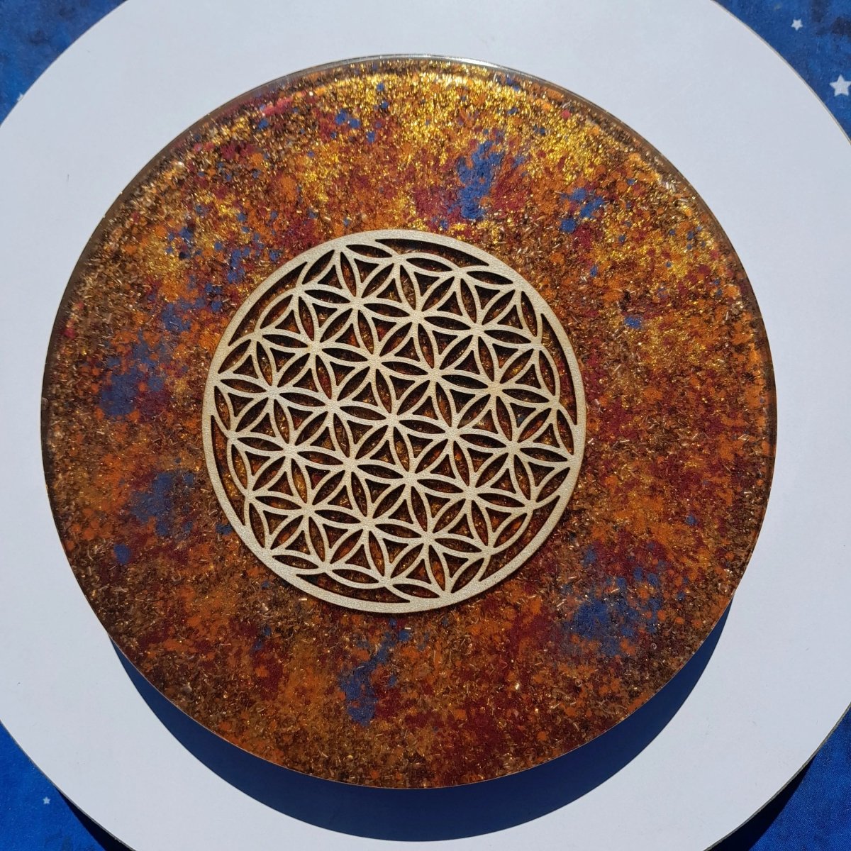 Plato de Carga de Orgón Flor de la vida - Generador Energético - Mundo Orgon