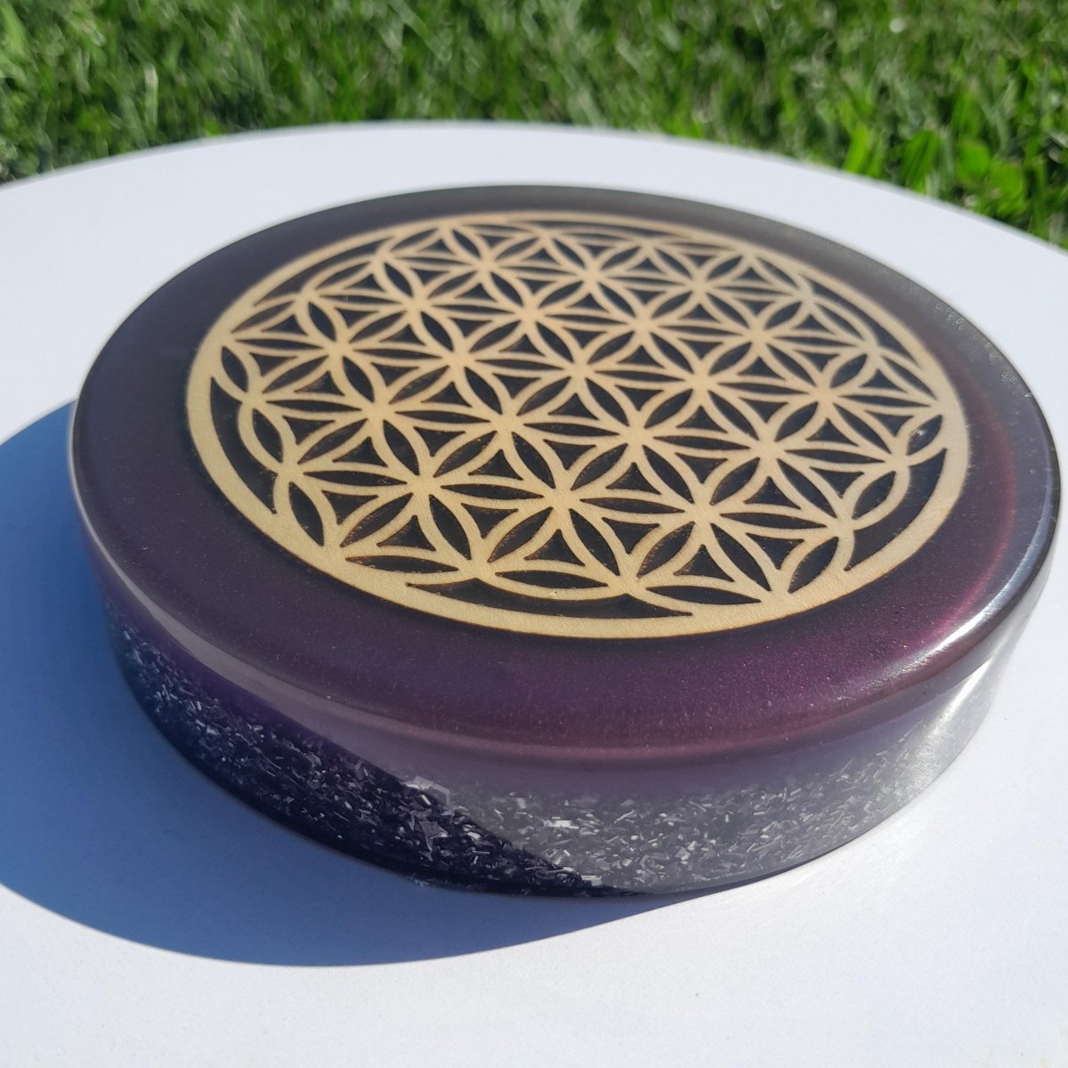 Plato de Carga de Orgón Flor de la Vida Violeta - Mundo Orgon