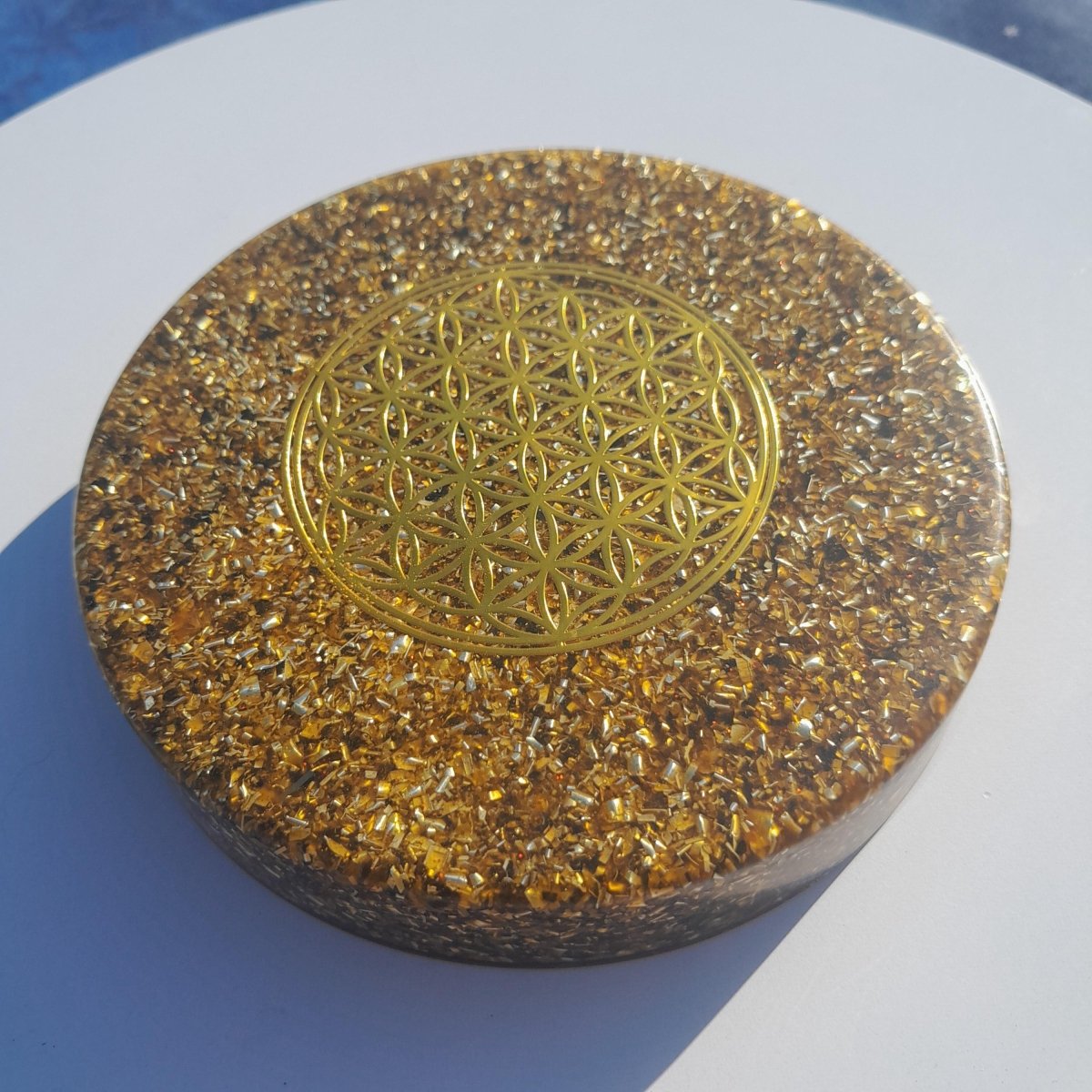 Plato de Carga Orgónica Flor de la Vida Marrón - Mundo Orgon