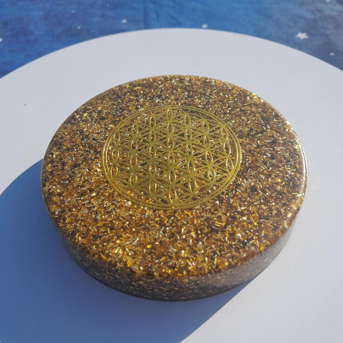 Plato de Carga Orgónica Flor de la Vida Marrón - Mundo Orgon